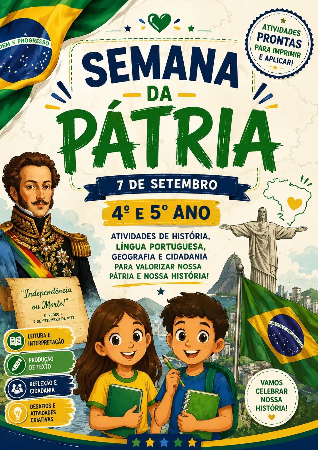 Semana da Pátria – 4º e 5º Ano | Kit com 11 Atividades — Português para 5º ano: Material completo e colorido com 11…