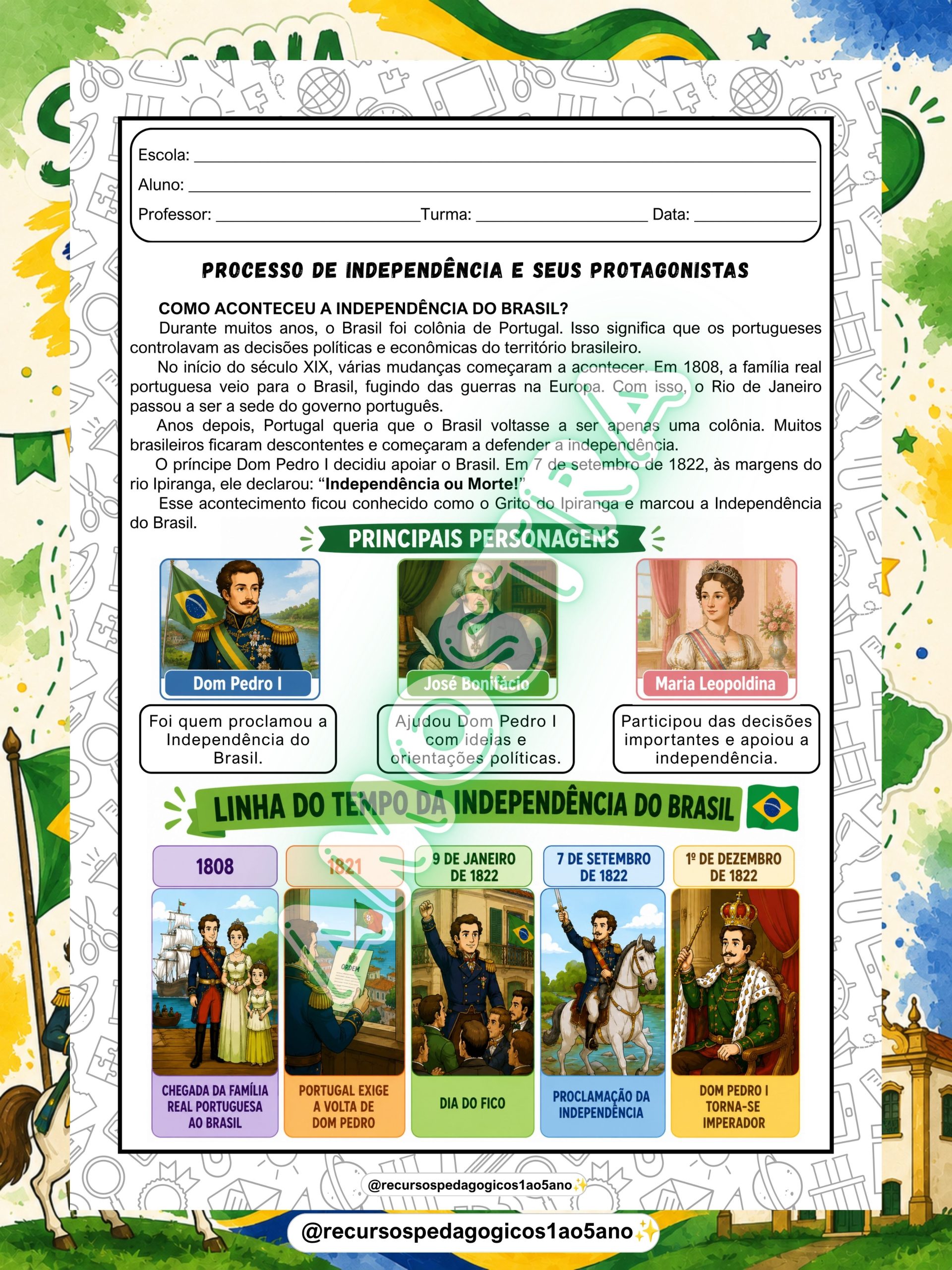 Semana da Pátria Kit 2 – Processo de Independência do Brasil – PDF para Imprimir — amostra 6: Semana da Pátria Kit 2 –…