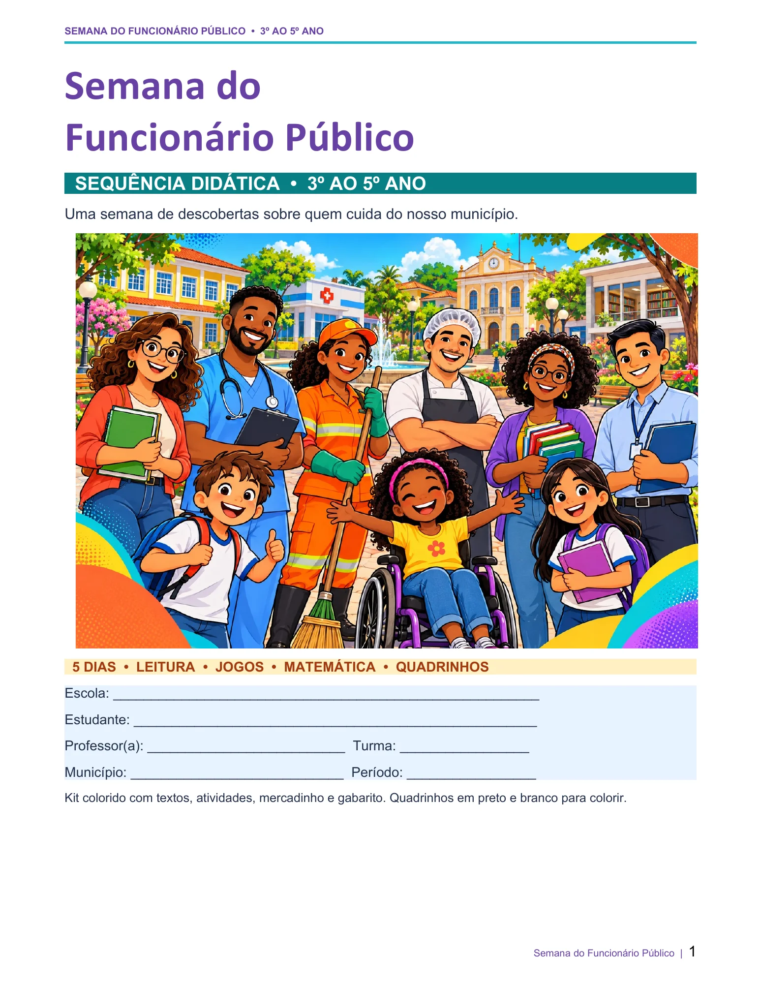 Semana do Funcionário Público | Sequência Didática | 3º ao 5º Ano — capa do material