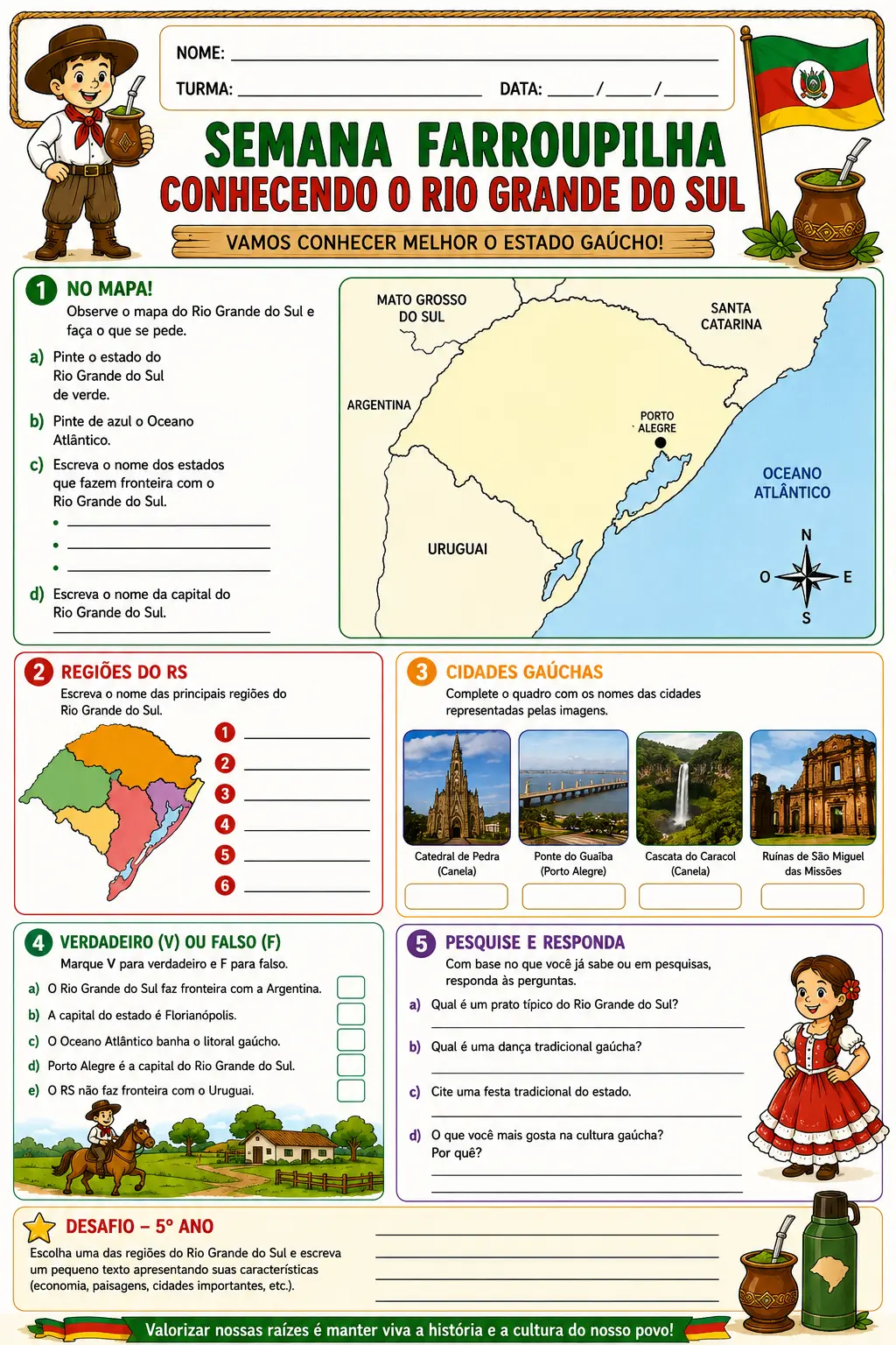 Semana Farroupilha – Atividades 4º e 5º Ano — amostra 3: Material com 6 atividades sobre a Semana Farroupilha, envolvendo… Semana Farroupilha – Atividades 4º e 5º Ano — amostra 3: Material com 6 atividades sobre a Semana Farroupilha, envolvendo…