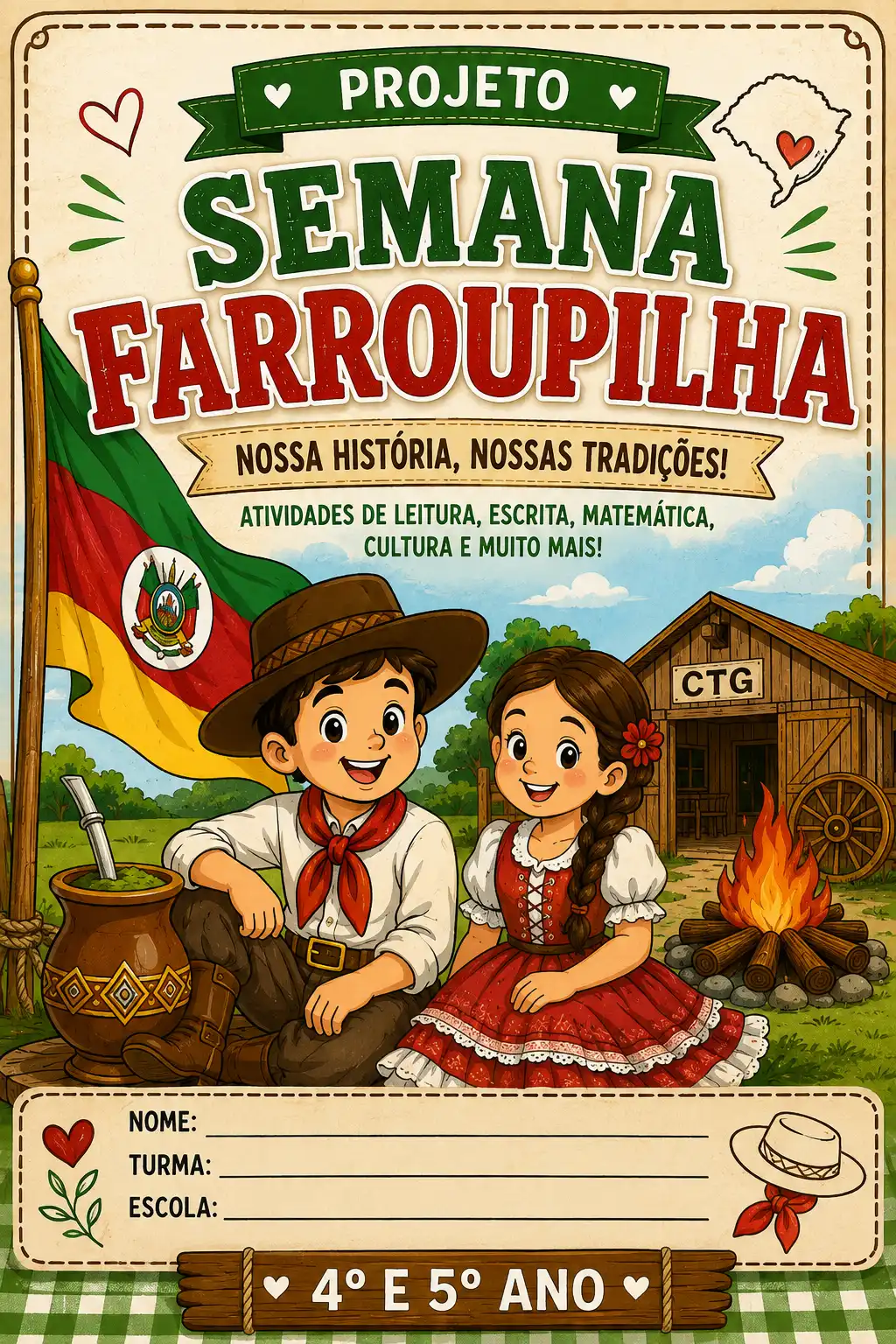 Semana Farroupilha – Atividades 4º e 5º Ano — Matemática para 5º ano: Material com 6 atividades sobre a Semana Farroupilha,…