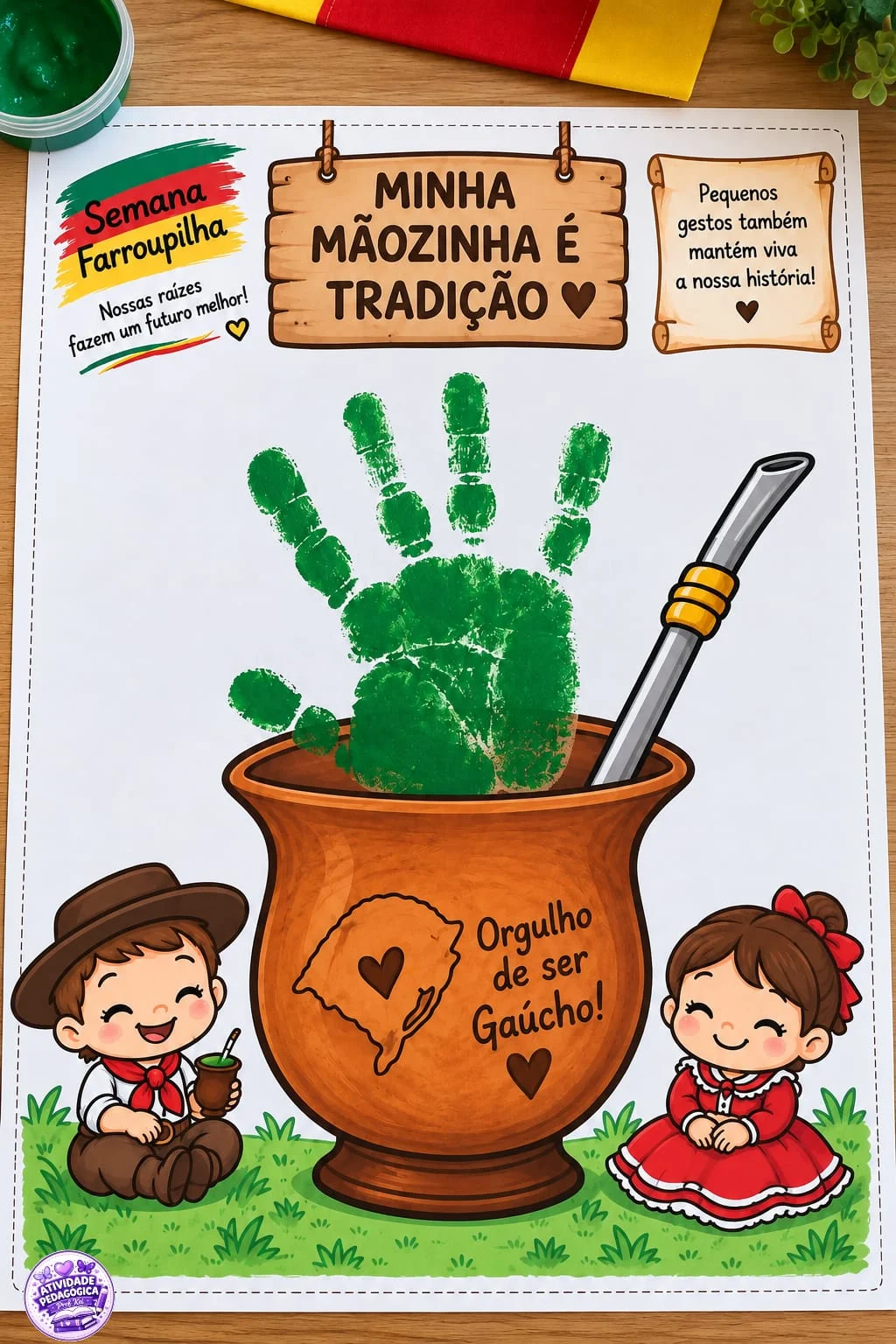 SEMANA FARROUPILHA — Matemática para Educação Infantil: As crianças poderão deixar sua marquinha de mão, representando que…