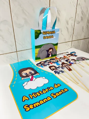 Semana Santa - Sacola Teatral e Avental - Ensino Religioso — amostra 2: 🎭 Sacola Teatral e Avental "A História da Semana…