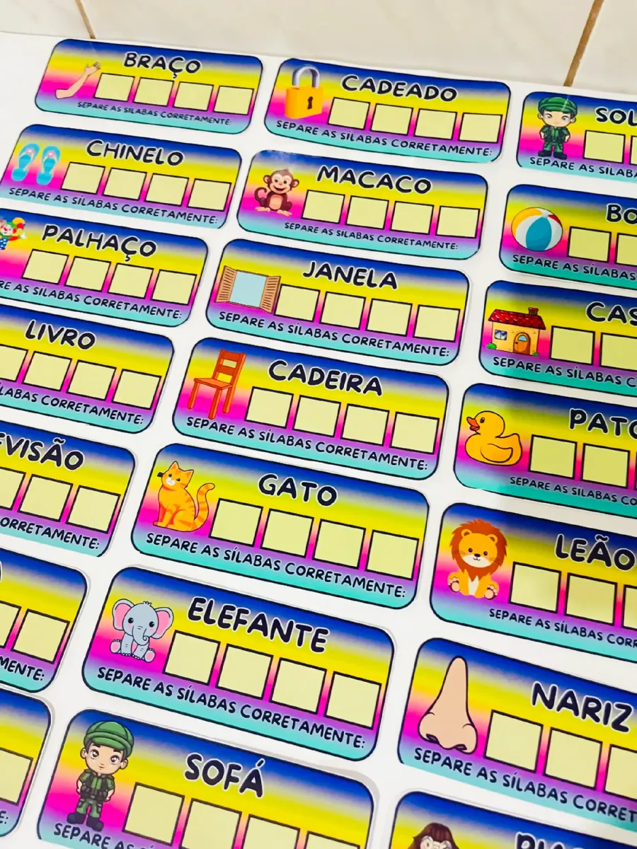 Separe as Sílabas: Atividades de Alfabetização para Imprimir Infantil — Alfabetização para Educação Infantil: Cards Separe…