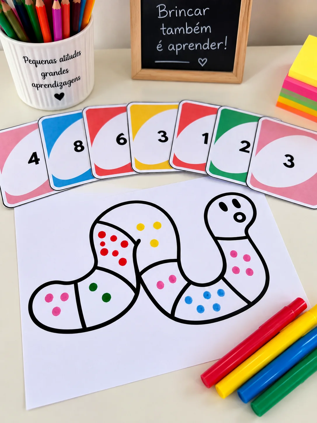 Sequência de cores e números - Cobrinha colorida — amostra 1: A atividade Cores e Números é perfeita para desenvolver…