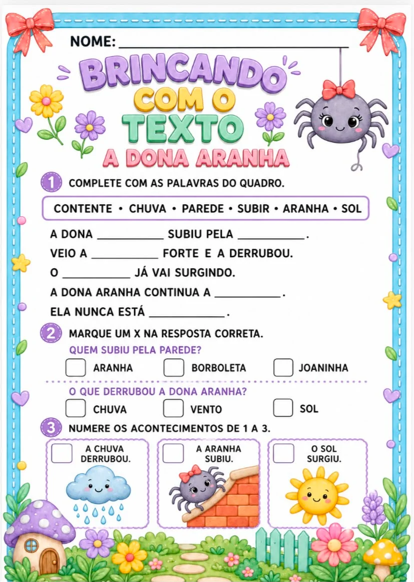 Sequência Didática — A Dona Aranha — amostra 2: Uma sequência didática lúdica e cuidadosamente elaborada para trabalhar a… Sequência Didática — A Dona Aranha — amostra 2: Uma sequência didática lúdica e cuidadosamente elaborada para trabalhar a…