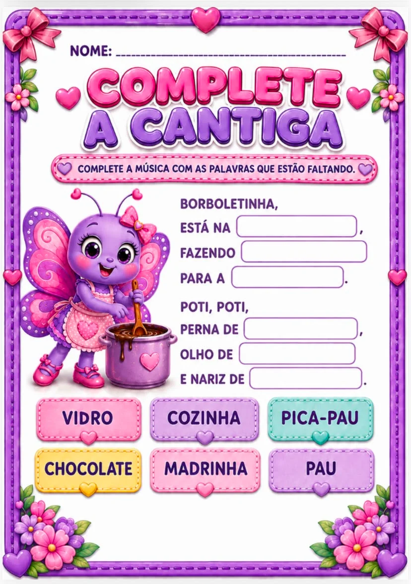 SEQUÊNCIA DIDÁTICA - BORBOLETINHA — amostra 2: Esta sequência didática trabalha a cantiga “Borboletinha” de maneira…