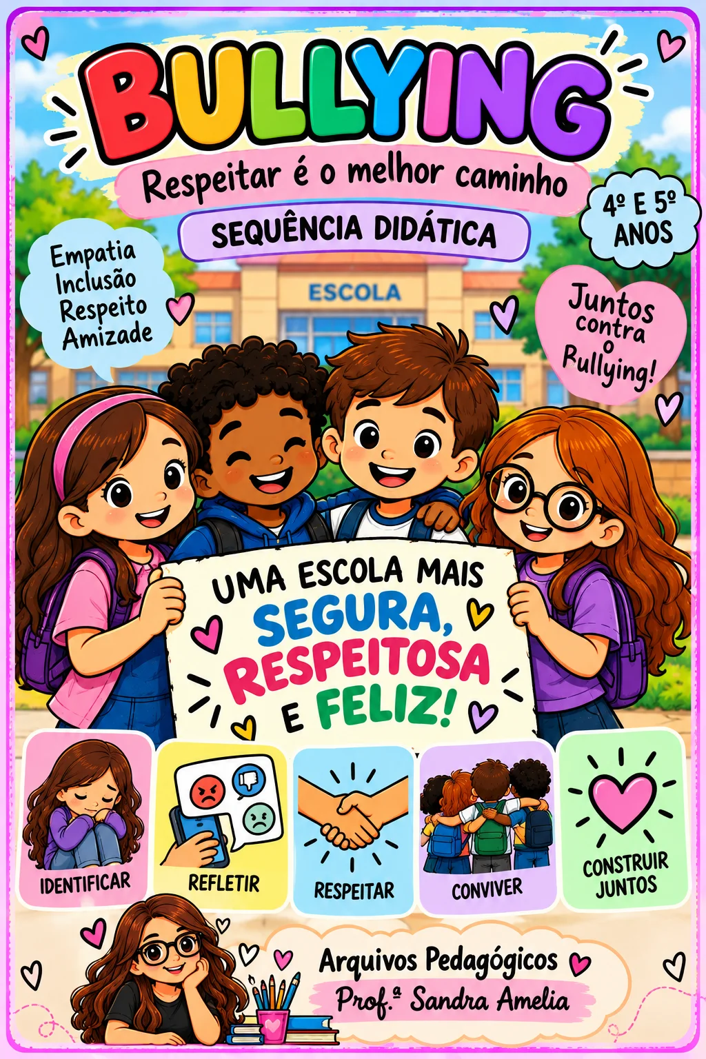 💜📚 SEQUÊNCIA DIDÁTICA – BULLYING: RESPEITAR É O MELHOR CAMINHO! 🤝 — amostra 1: ✨ Educar para o respeito é construir uma…