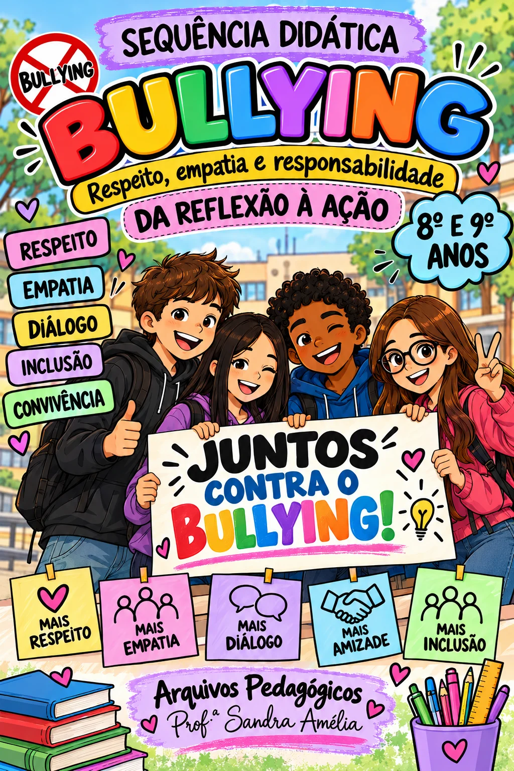 📚💜 SEQUÊNCIA DIDÁTICA – BULLYING: RESPEITO, EMPATIA E RESPONSABILIDADE — amostra 1: ✨ DA REFLEXÃO À AÇÃO