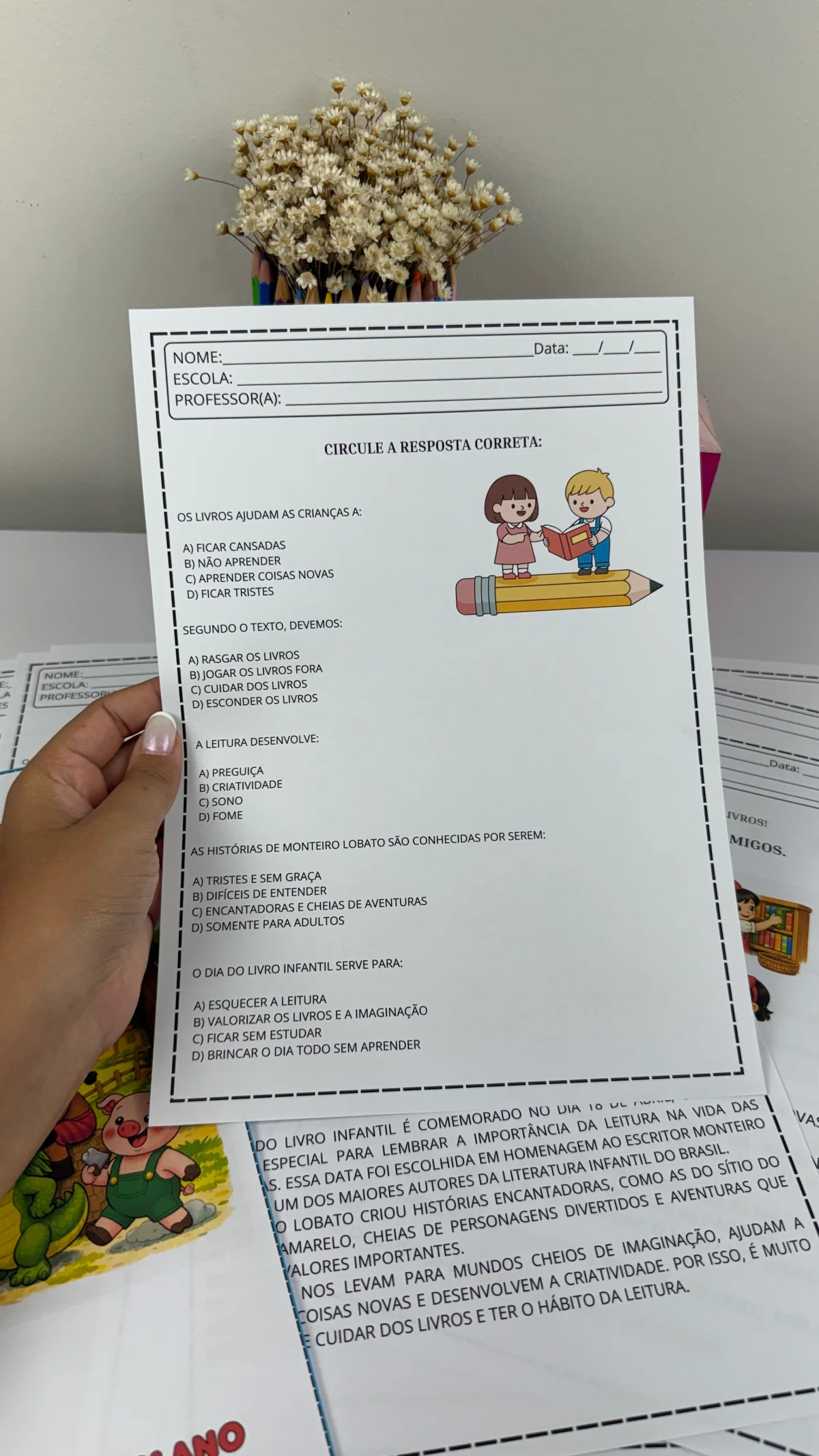 Sequência Didática Dia do Livro – Atividades 1º e 2º Ano (Alfabetização e Leitura) — amostra 2: Material completo e pronto…