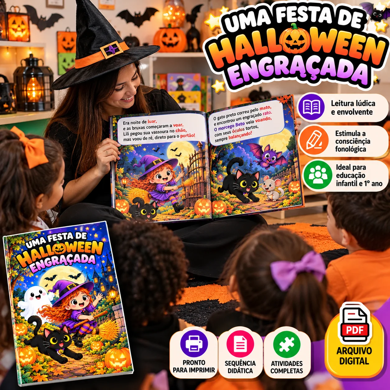 Sequência Didática Halloween-História e Atividades para Alfabetização — amostra 2: O que está incluso