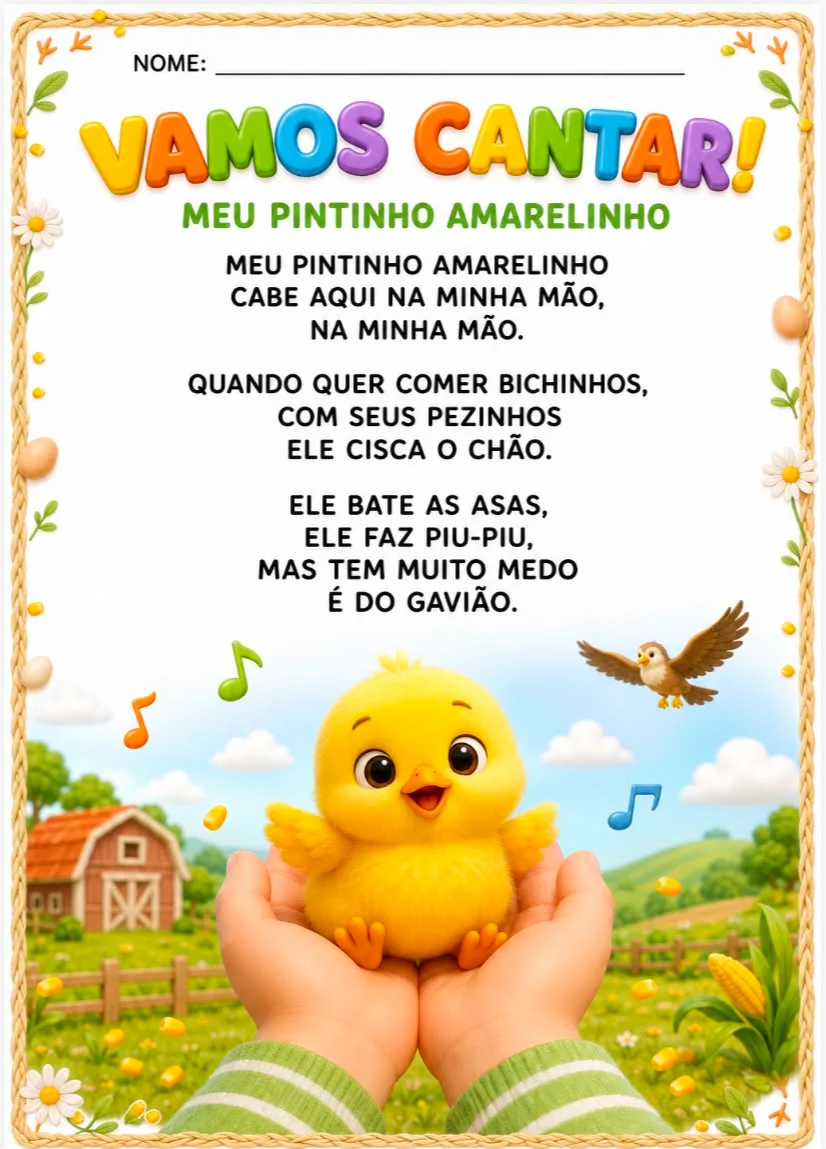 Sequência Didática — Meu Pintinho Amarelinho — amostra 2: Um material completo para explorar a música de forma lúdica,…