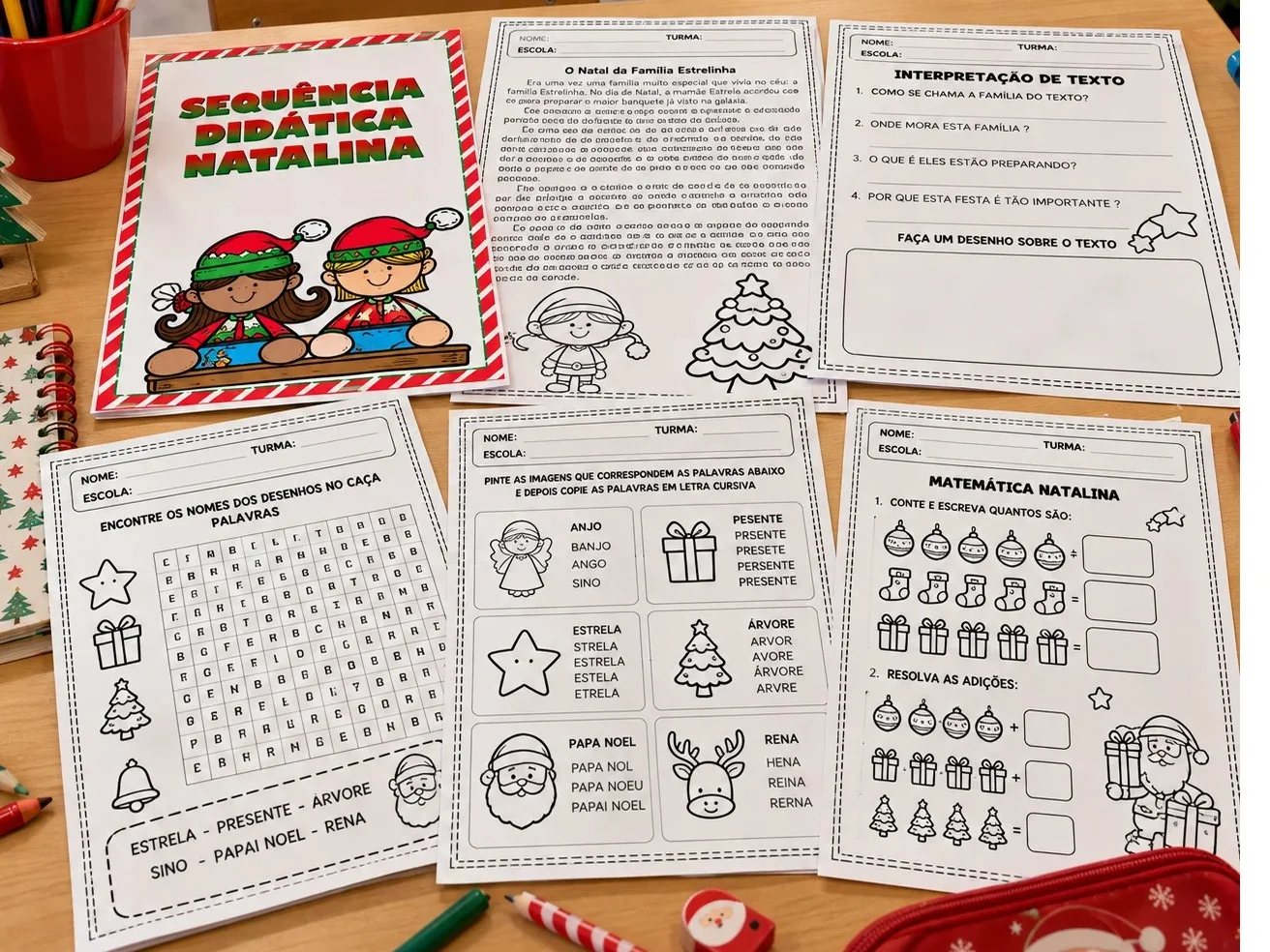 Sequência Didática Natalina com Atividades de Português e Matemática — capa do material