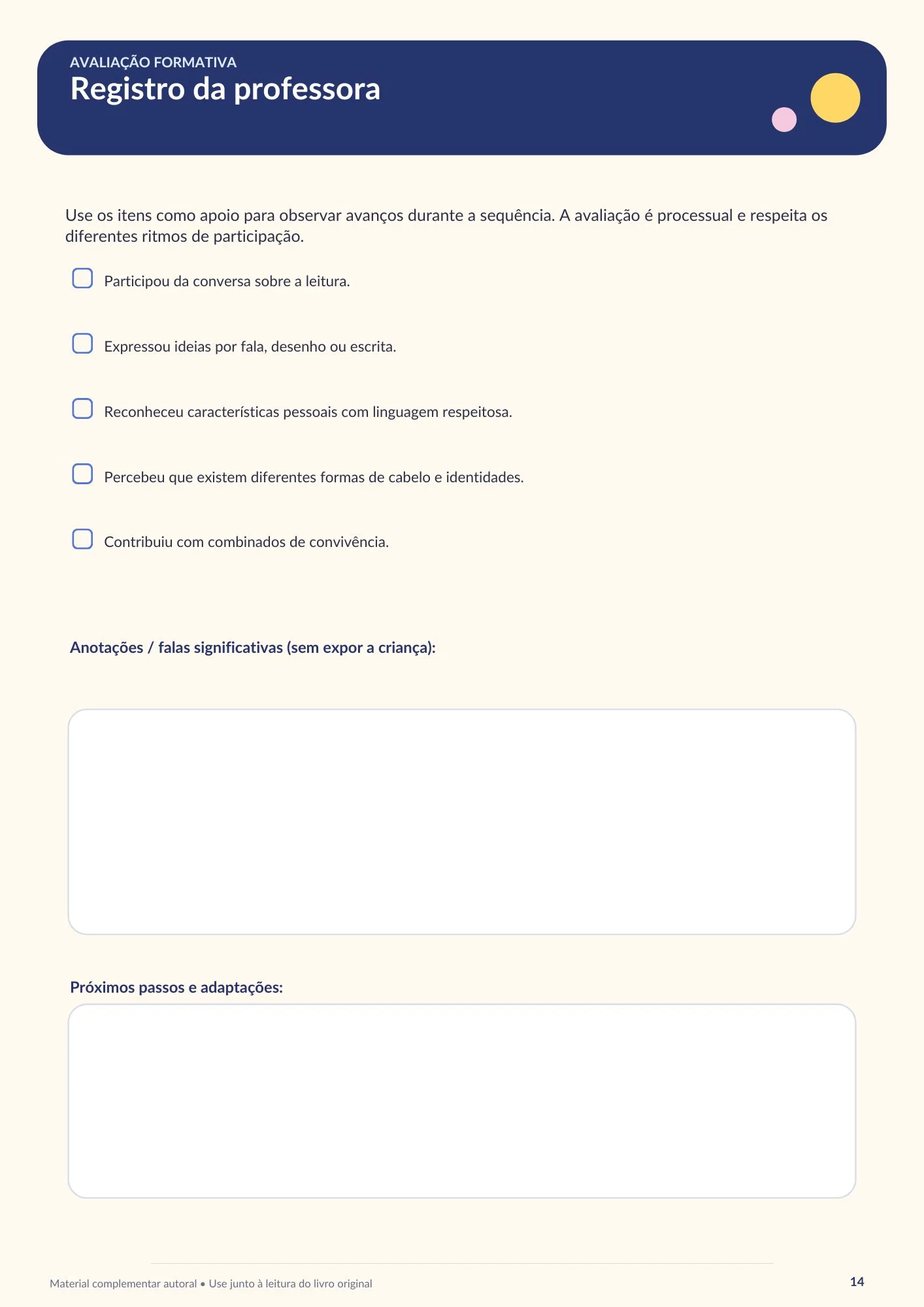 Sequência Didática O Cabelo de Lelê: Atividades de Leitura — amostra 2: Recomendações de Impressão
