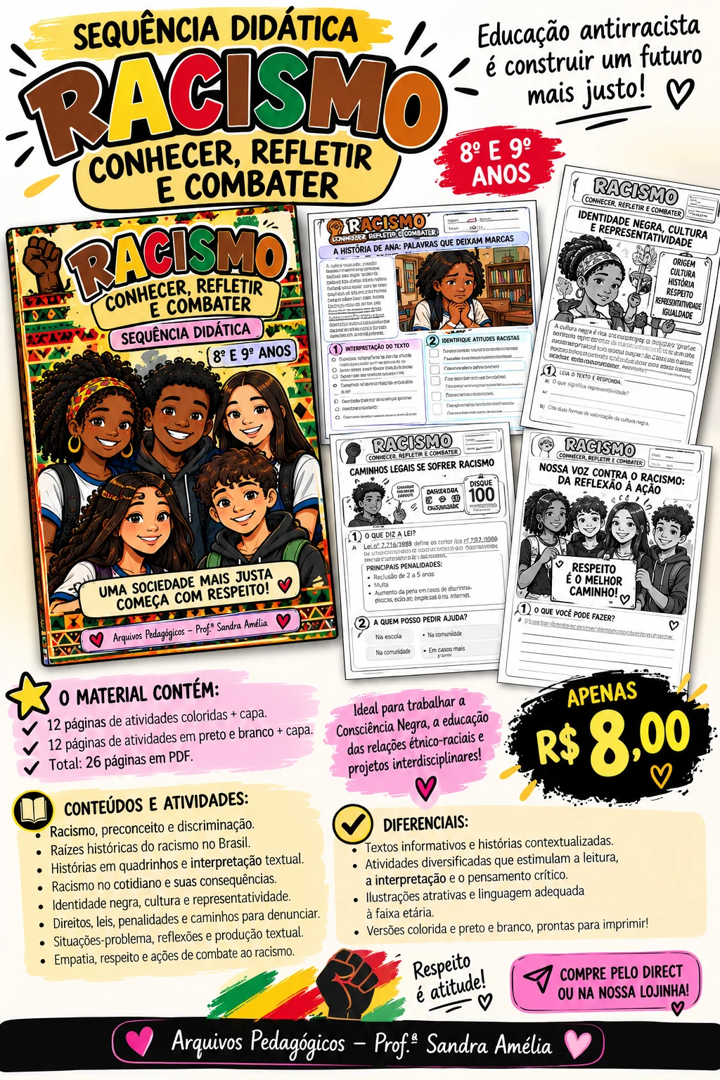 📚✊🏿 SEQUÊNCIA DIDÁTICA – RACISMO: CONHECER, REFLETIR E COMBATER — amostra 1: ✏️ CONTEÚDOS E ATIVIDADES