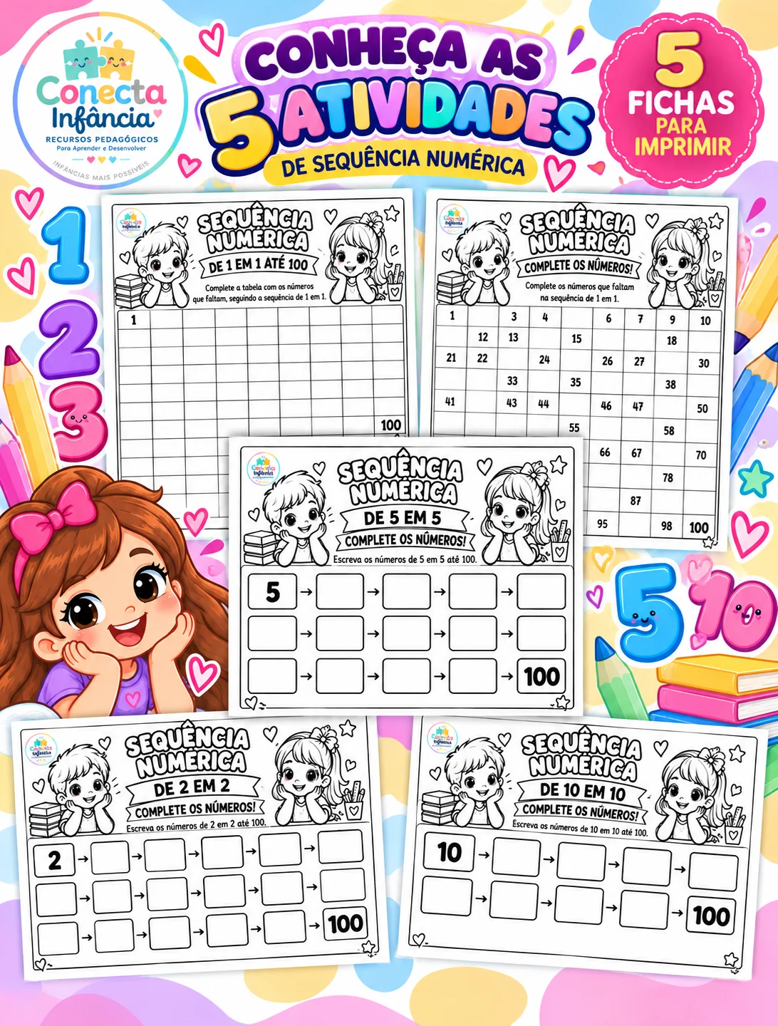 Sequência Númerica até 100 - 1º e 2º do Ensino Fundamental — capa do material