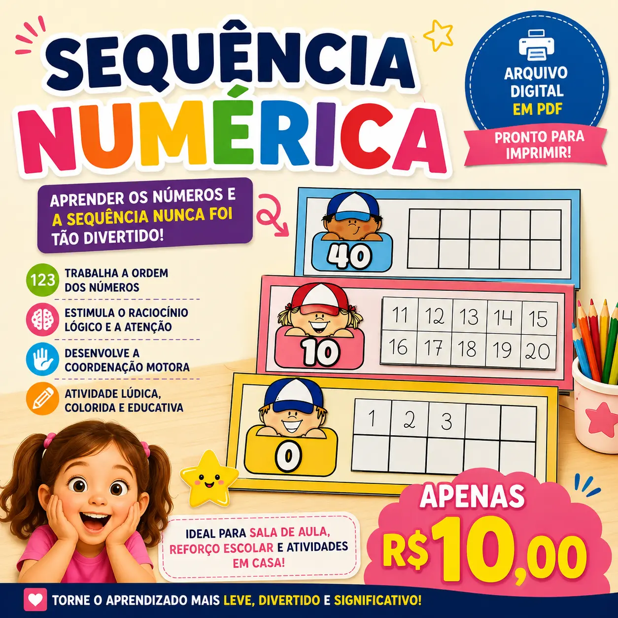 SEQUENCIA NUMÉRICA - ATIVIDADE LÚDICA DE ALFABETIZAÇÃO MATEMÁTICA — capa do material