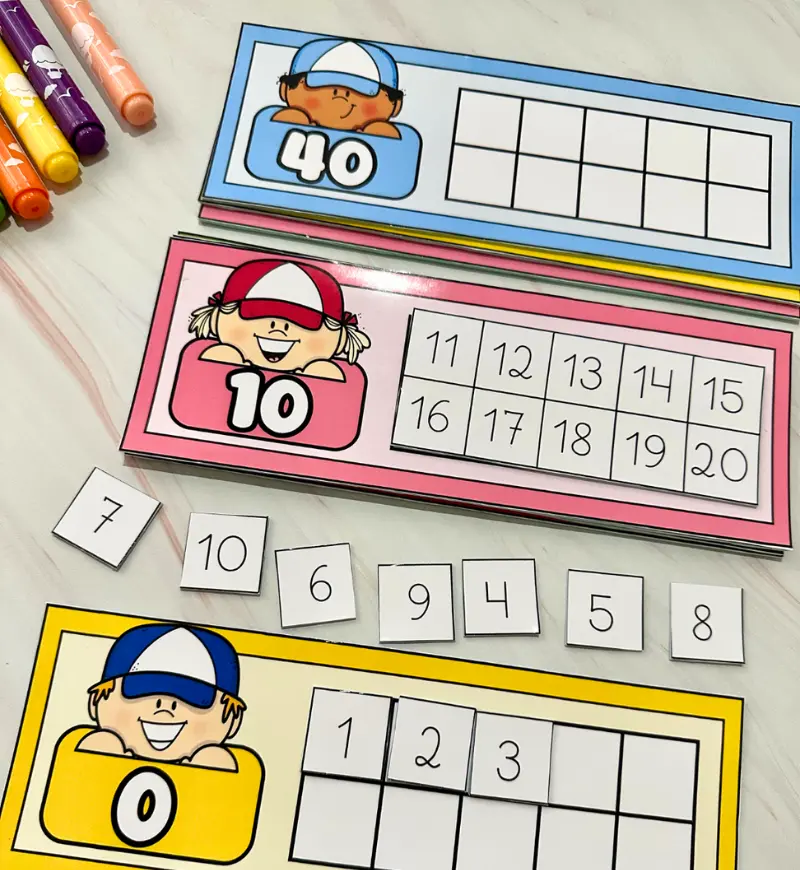 Sequência numérica de 0 a 100 com fichas e números móveis — Matemática para Educação Infantil: Explore a sequência numérica…