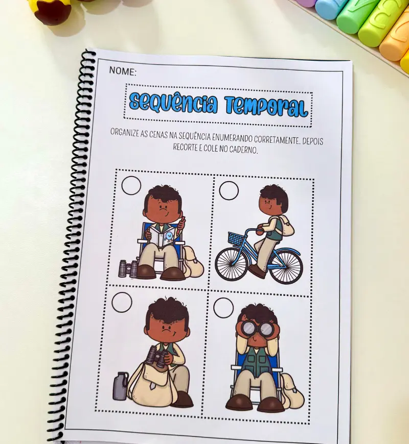 Sequência temporal: apostila de atividades para Educação Infantil — amostra 1: Sequência temporal para compreender a ordem…