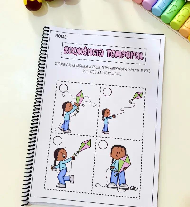 Sequência temporal: apostila de atividades para Educação Infantil — amostra 2: O que vem no material