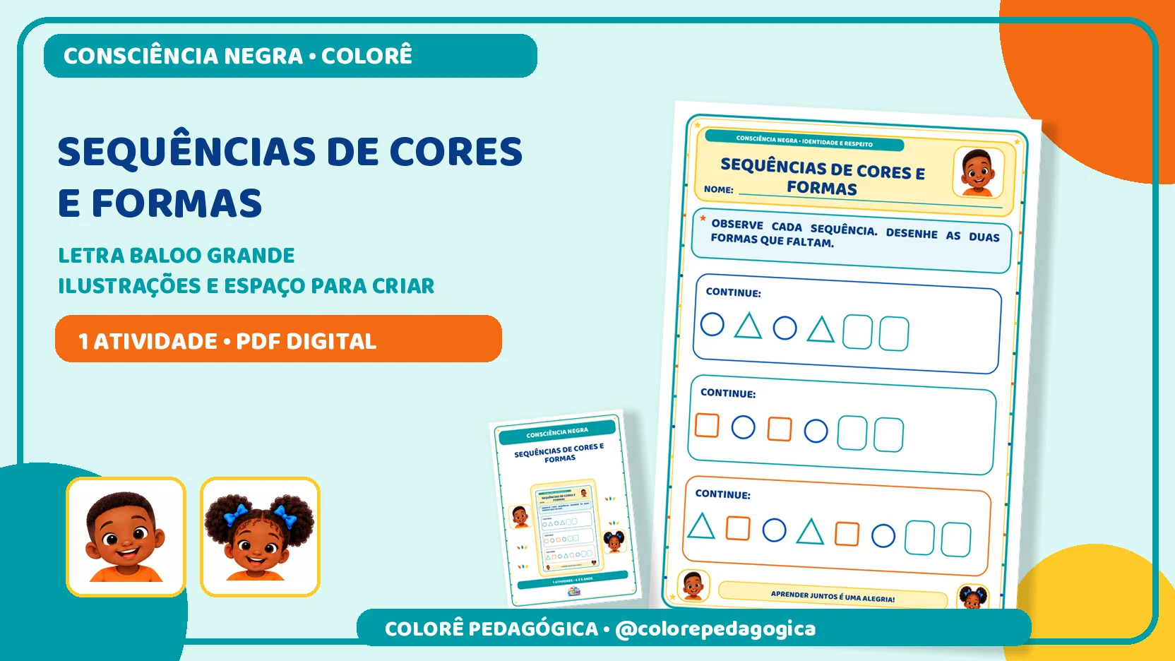 Sequências de cores e formas | Consciência Negra — capa do material
