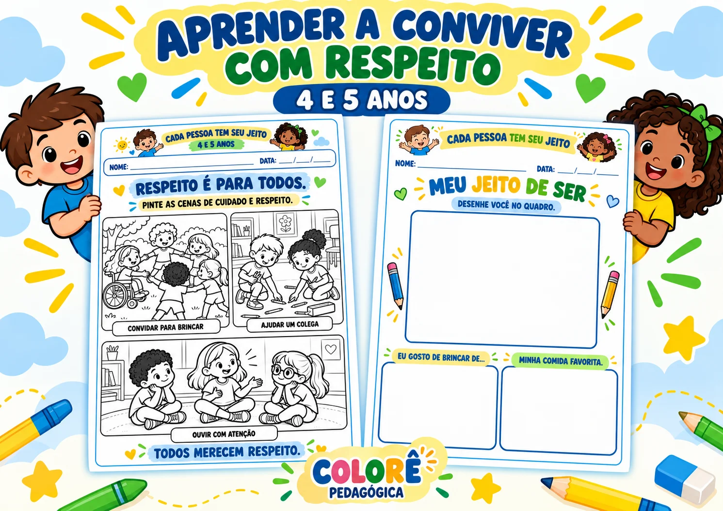 Série Cada Pessoa Tem Seu Jeito — 5 Atividades para Educação Infantil. — amostra 3: Cinco atividades ilustradas para…