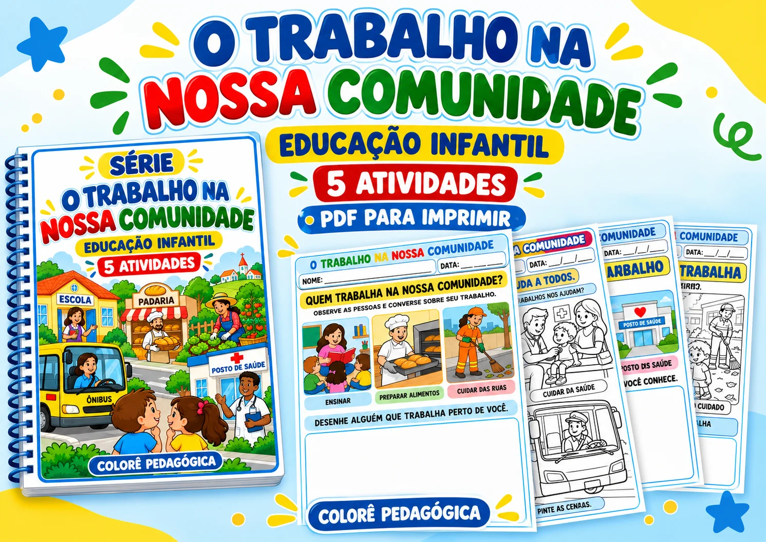 Série Conhecendo as Profissões — 5 Atividades para Educação Infantil — capa do material