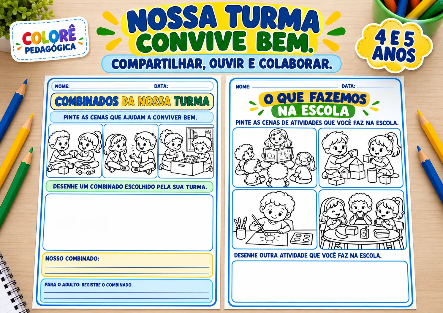 Série Minha Escola | 5 Atividades para Educação Infantil — amostra 2: Cinco atividades para conhecer os espaços, as pessoas…
