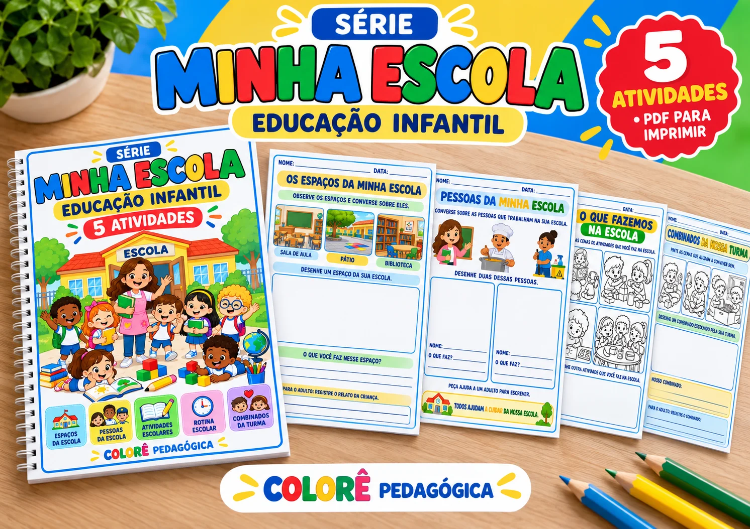 Série Minha Escola | 5 Atividades para Educação Infantil — capa do material