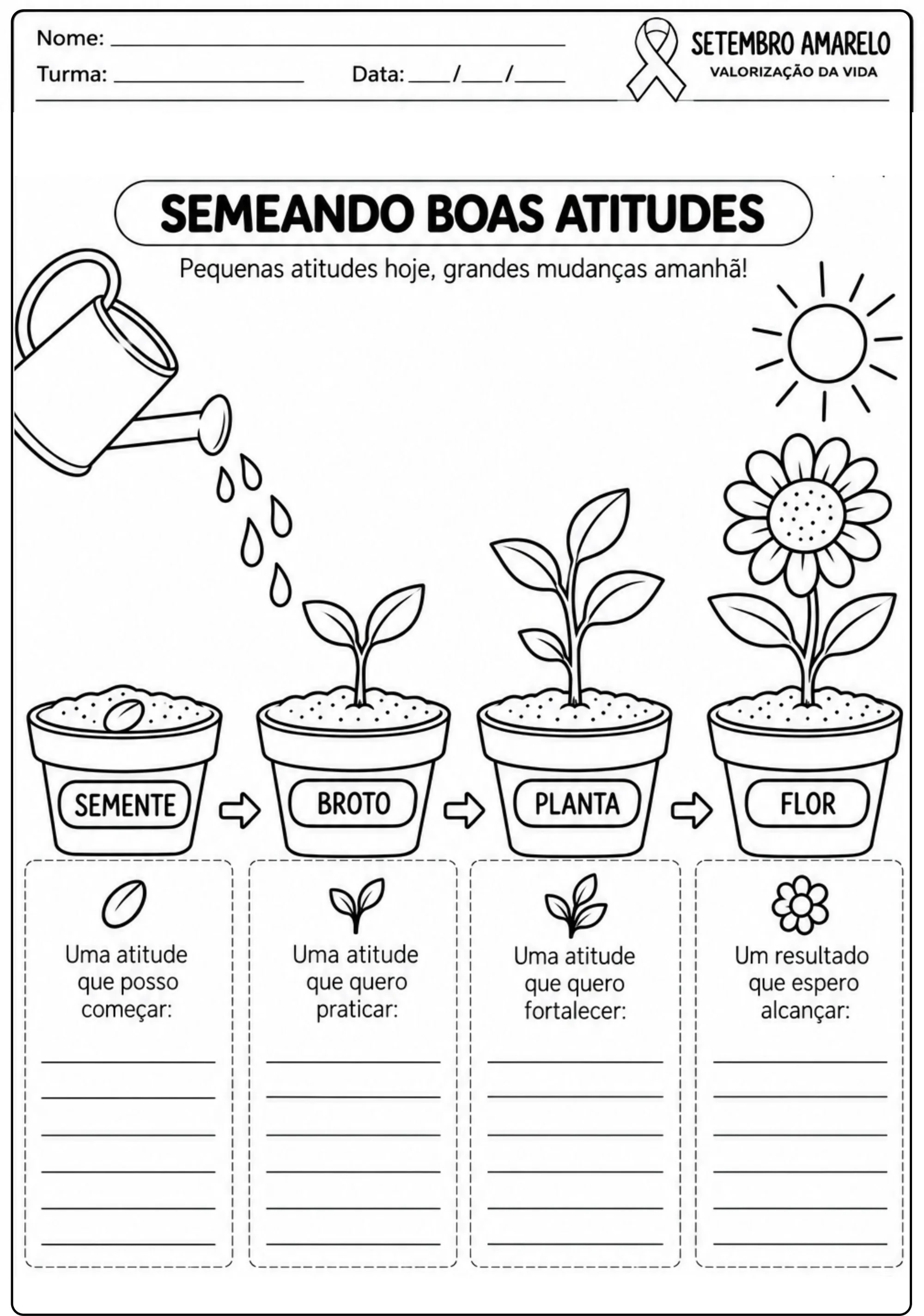 Setembro amarelo: 15 Atividades sobre amizade, bem estar e cuidados. — amostra 1: SETEMBRO AMARELO, diversas ATIVIDADES…