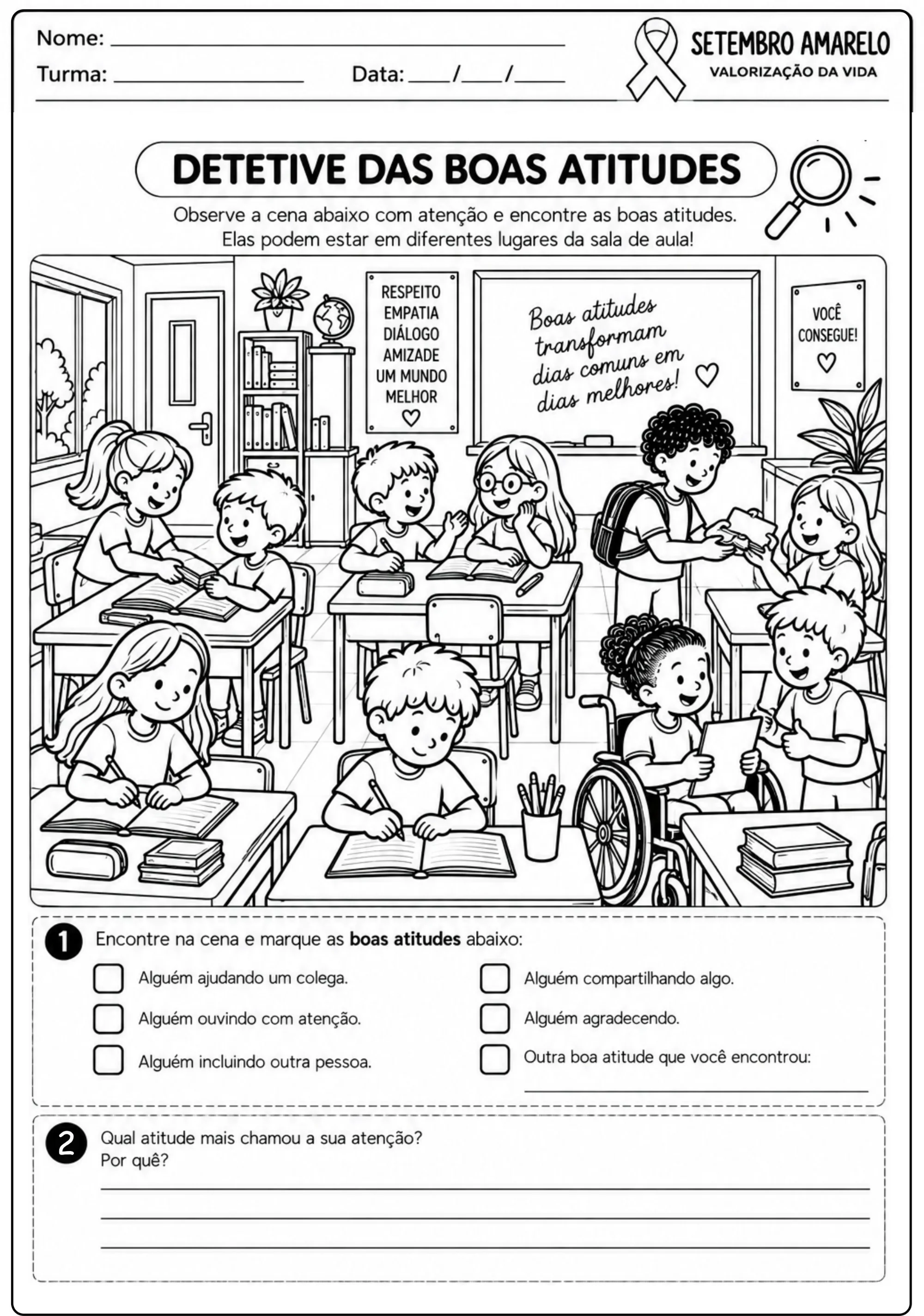 Setembro amarelo: 15 Atividades sobre amizade, bem estar e cuidados. — amostra 2: 15 atividades prontas para imprimir que…