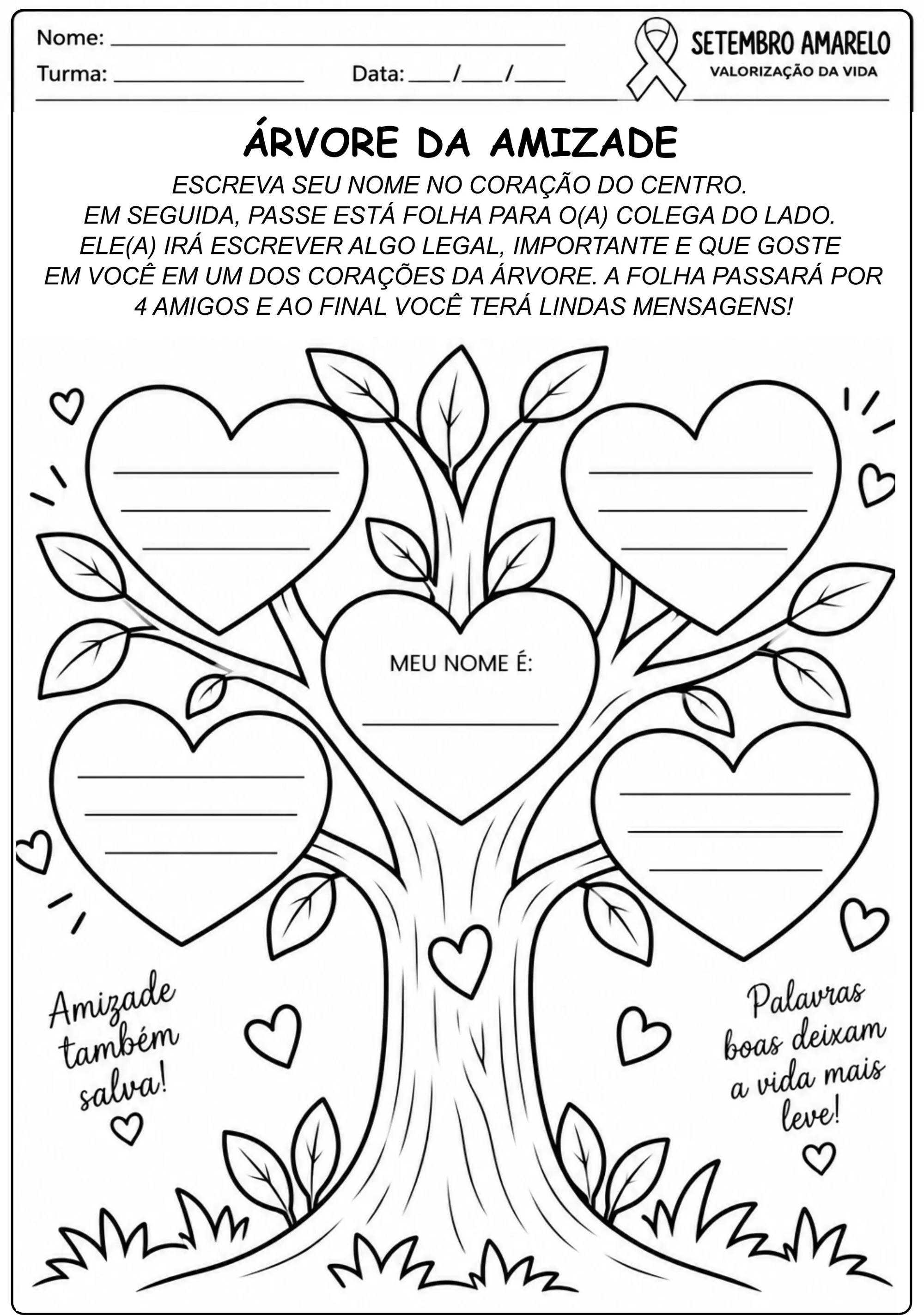 Setembro amarelo: 15 Atividades sobre amizade, bem estar e cuidados. — amostra 5: 15 atividades prontas para imprimir que…