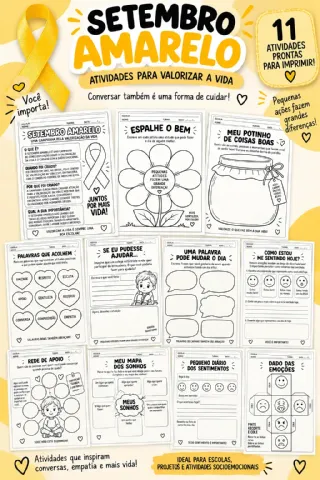Setembro Amarelo: Kit com 11 Atividades para Valorizar a Vida — capa do material