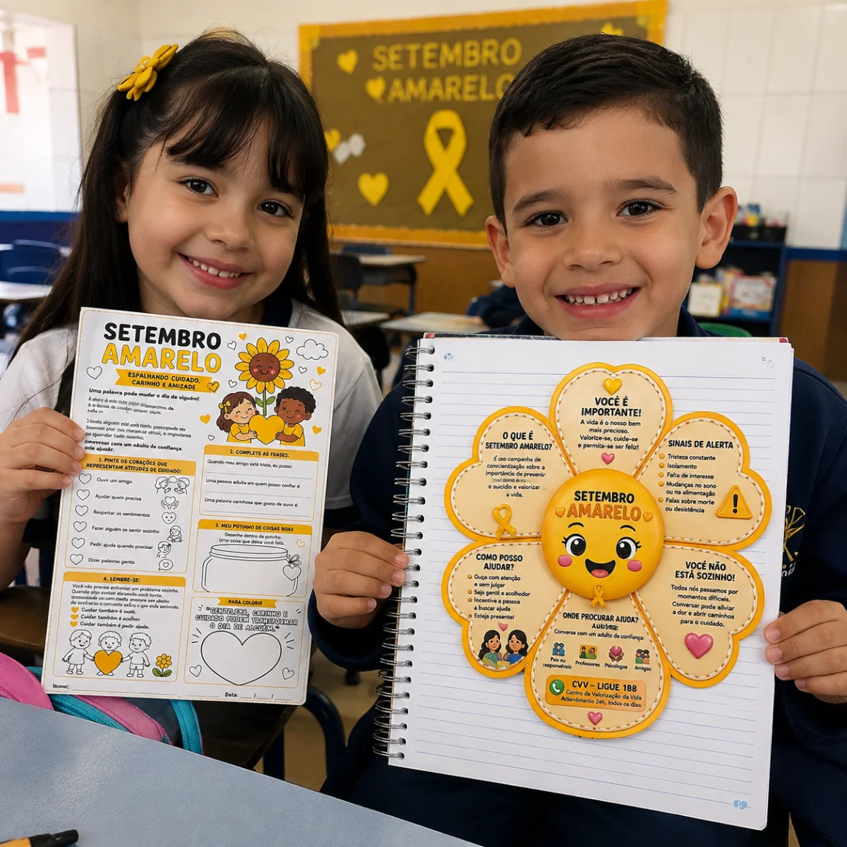 Setembro Amarelo na escola – PDF para Imprimir — amostra 1: O que vem no material