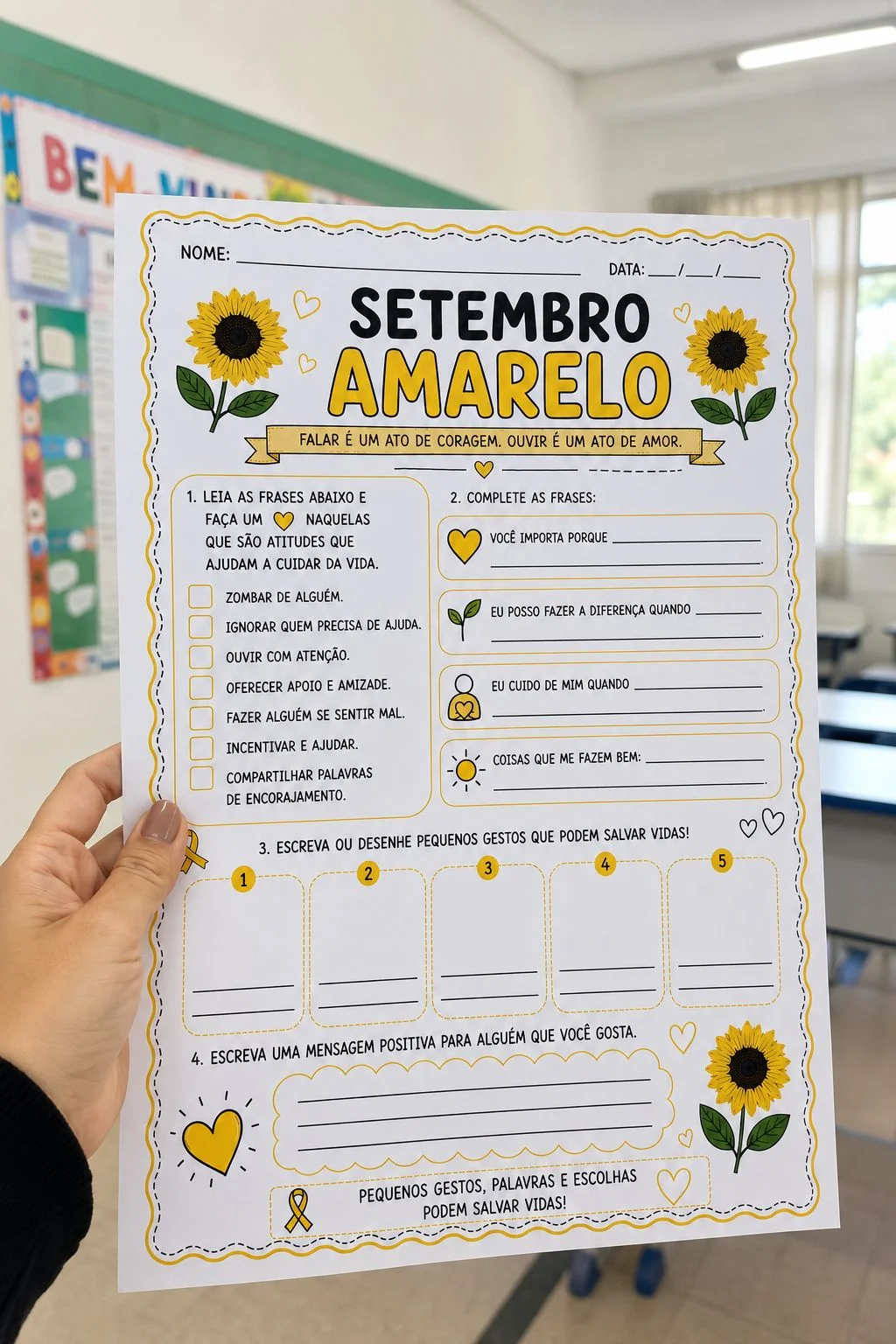 Setembro Amarelo – Painel + Atividades + Sequência Pedagógica-EI03EO01 — amostra 3: Um material completo para trabalhar o…