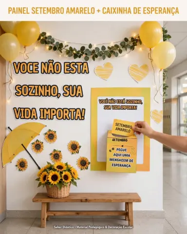 Setembro Amarelo - Painel + Caixa + Cartões de Mensagens — capa do material