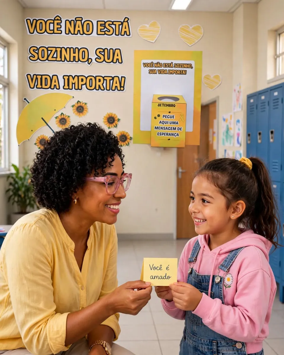 Setembro Amarelo - Painel + Caixa + Cartões de Mensagens — amostra 1: Prof, um recurso lindo, afetivo e que vai gerar…