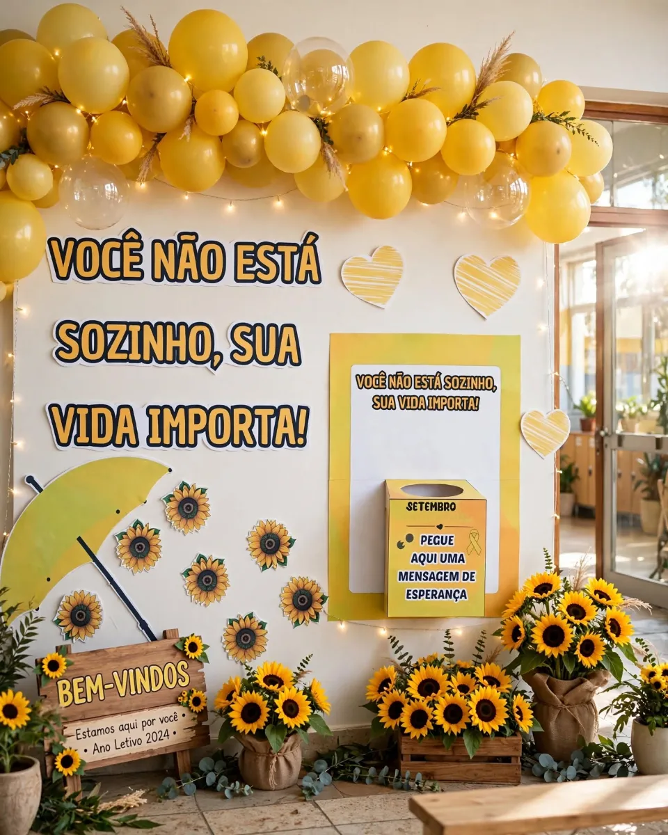 Setembro Amarelo - Painel + Caixa + Cartões de Mensagens — amostra 2: Prof, um recurso lindo, afetivo e que vai gerar…