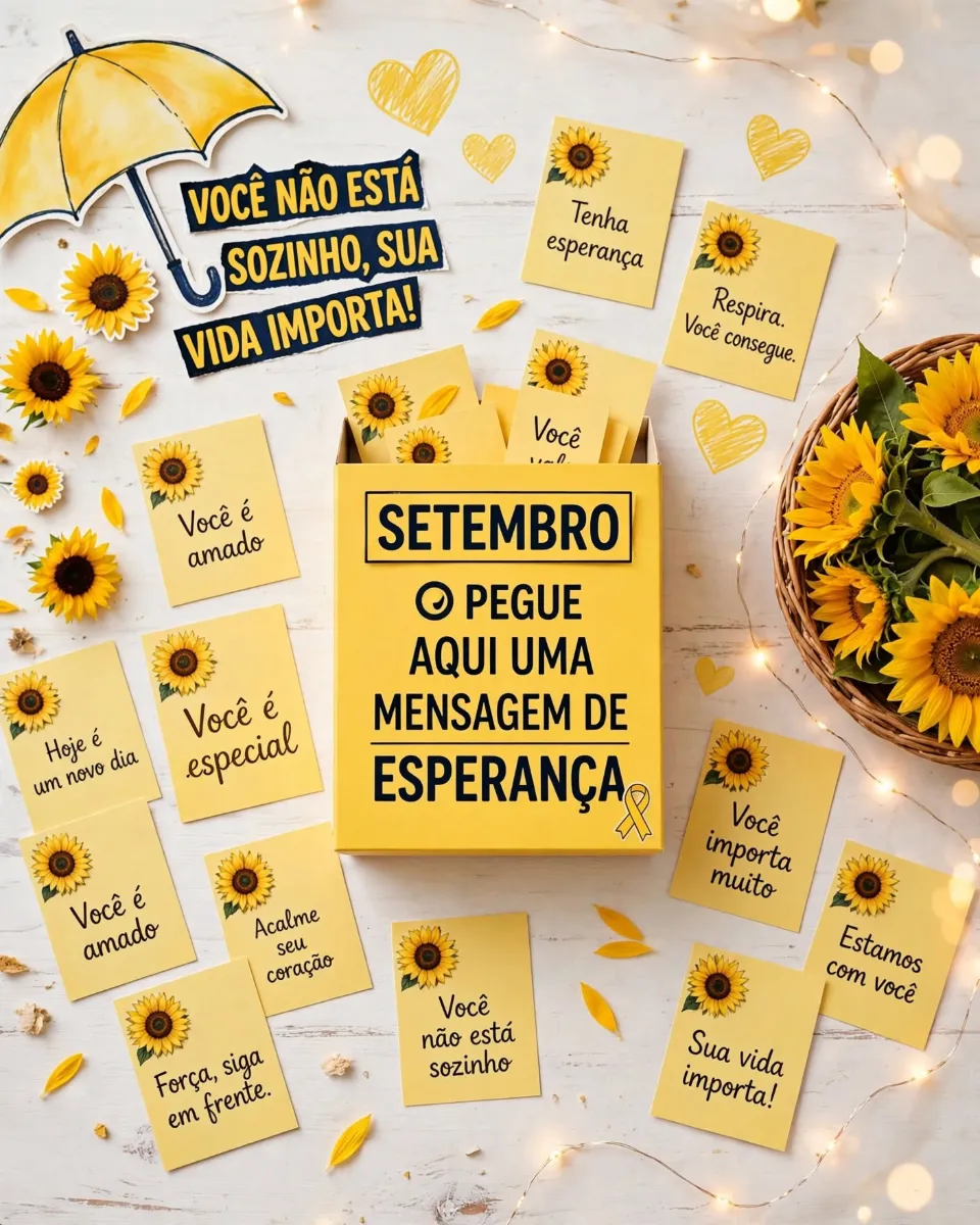 Setembro Amarelo - Painel + Caixa + Cartões de Mensagens — amostra 3: Prof, um recurso lindo, afetivo e que vai gerar…
