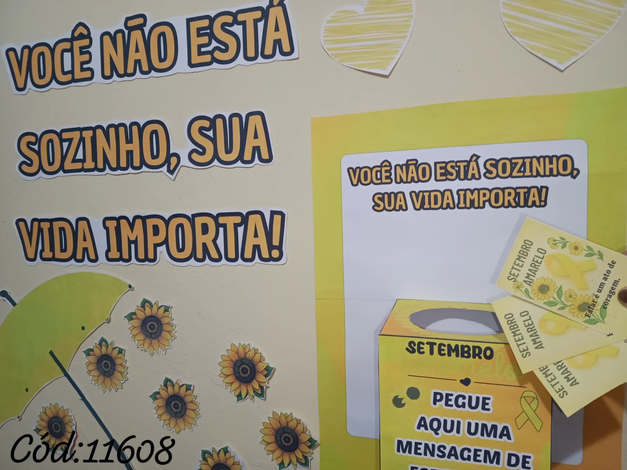 SETEMBRO AMARELO: PAINEL + CAIXA DE MENSAGEM — Datas comemorativas para Todas as séries: Incentive conversas positivas,…