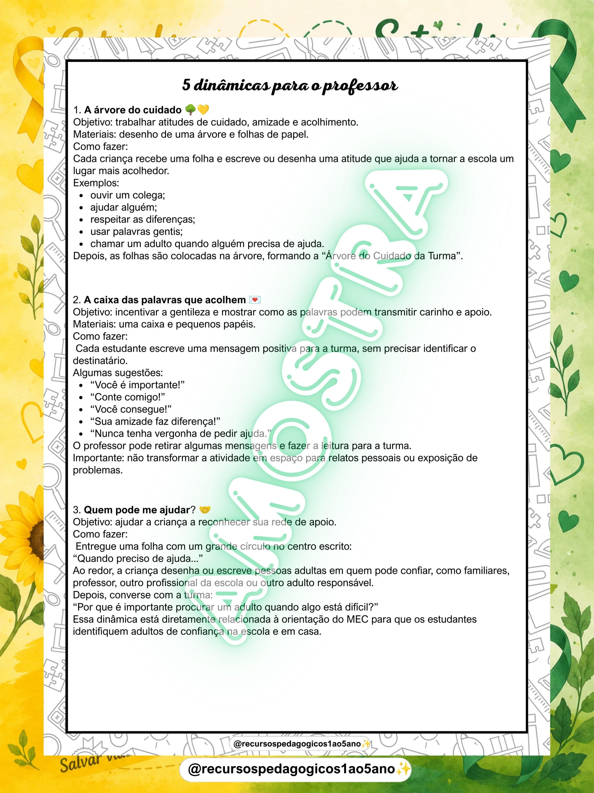 Setembro Amarelo – Texto, interpretação, dinâmicas, caixa motivacional e painéis — amostra 4: Setembro Amarelo – Texto,…
