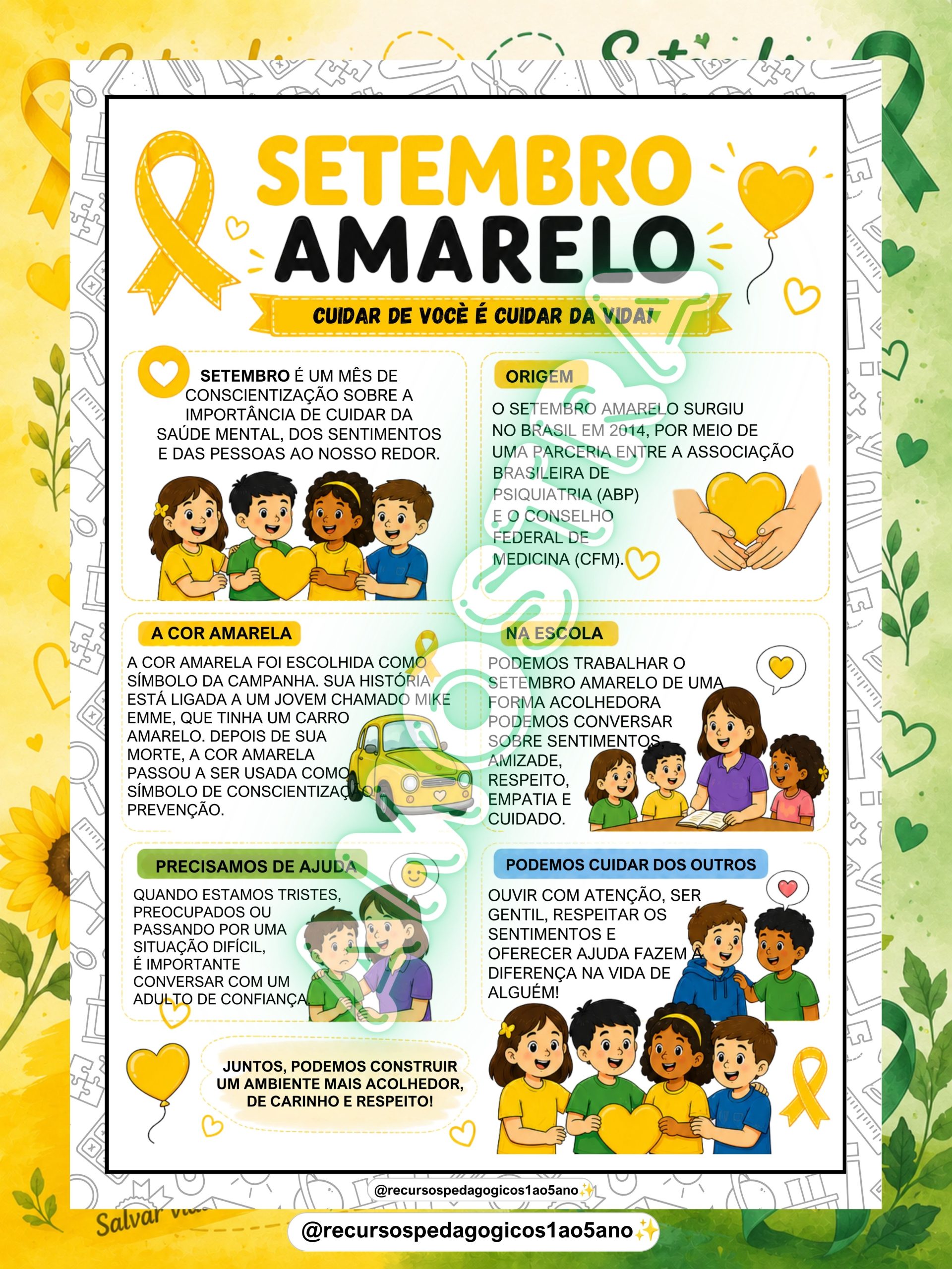 Setembro Amarelo – Texto, interpretação, dinâmicas, caixa motivacional e painéis — amostra 7: Setembro Amarelo – Texto,…