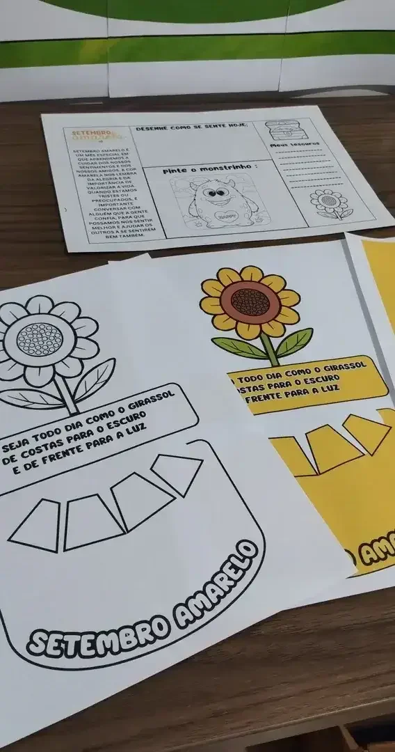 setembro amarelo viseira e folha de atividade — amostra 3: Atividades infantis do Setembro Amarelo para trabalhar emoções e…