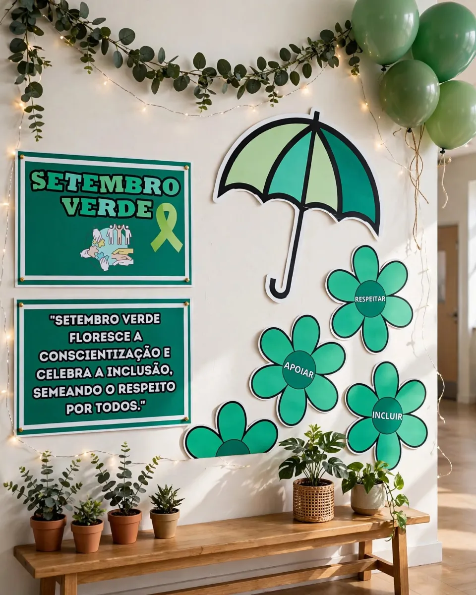 Setembro Verde - Cartaz + Guarda Chuva + Mensagens — Outros para Todas as séries: Um recurso lindo, colorido e cheio de…