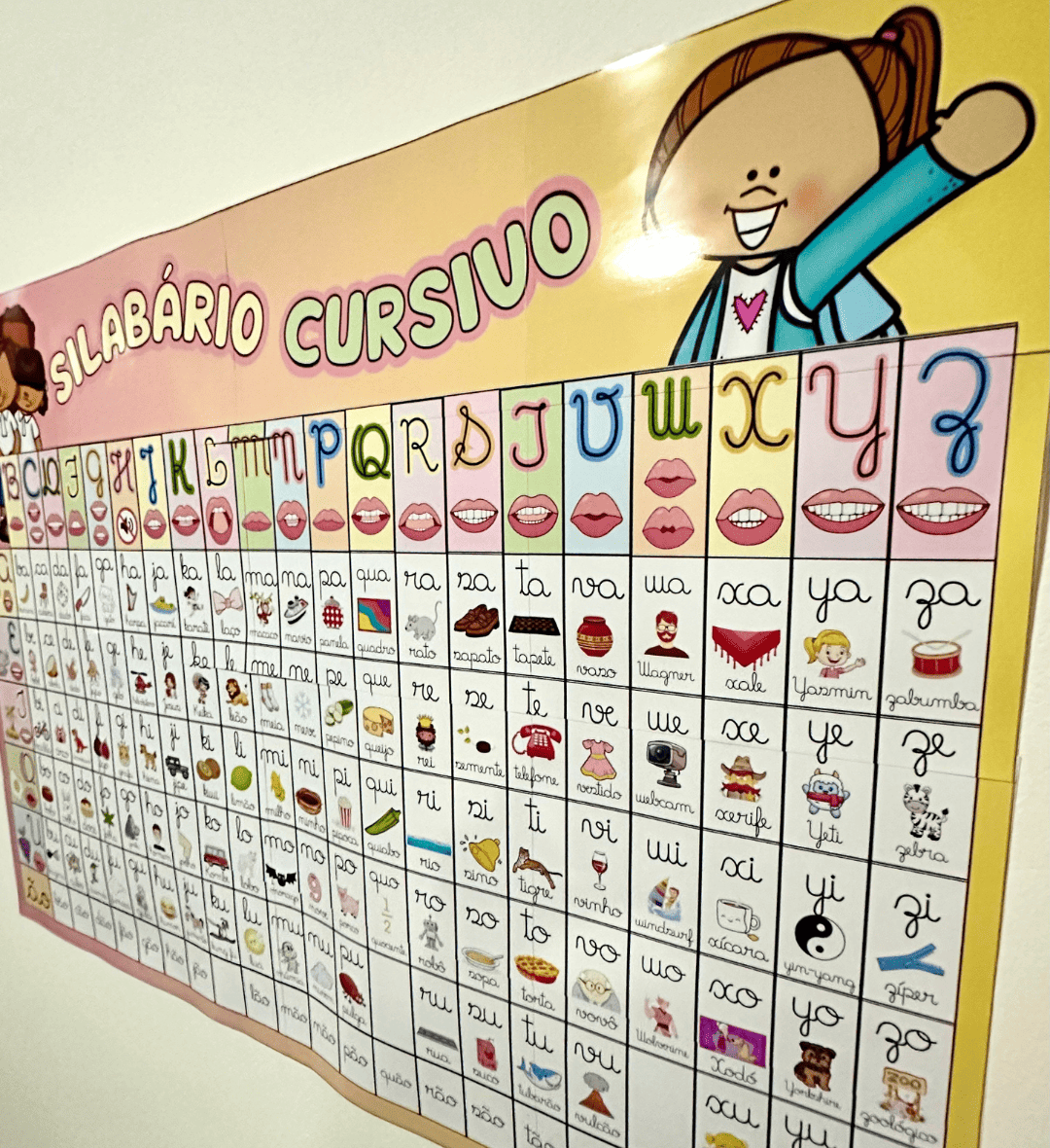 Silabário cursivo para imprimir em A4 e cartaz de parede — amostra 4: Para quem é indicado