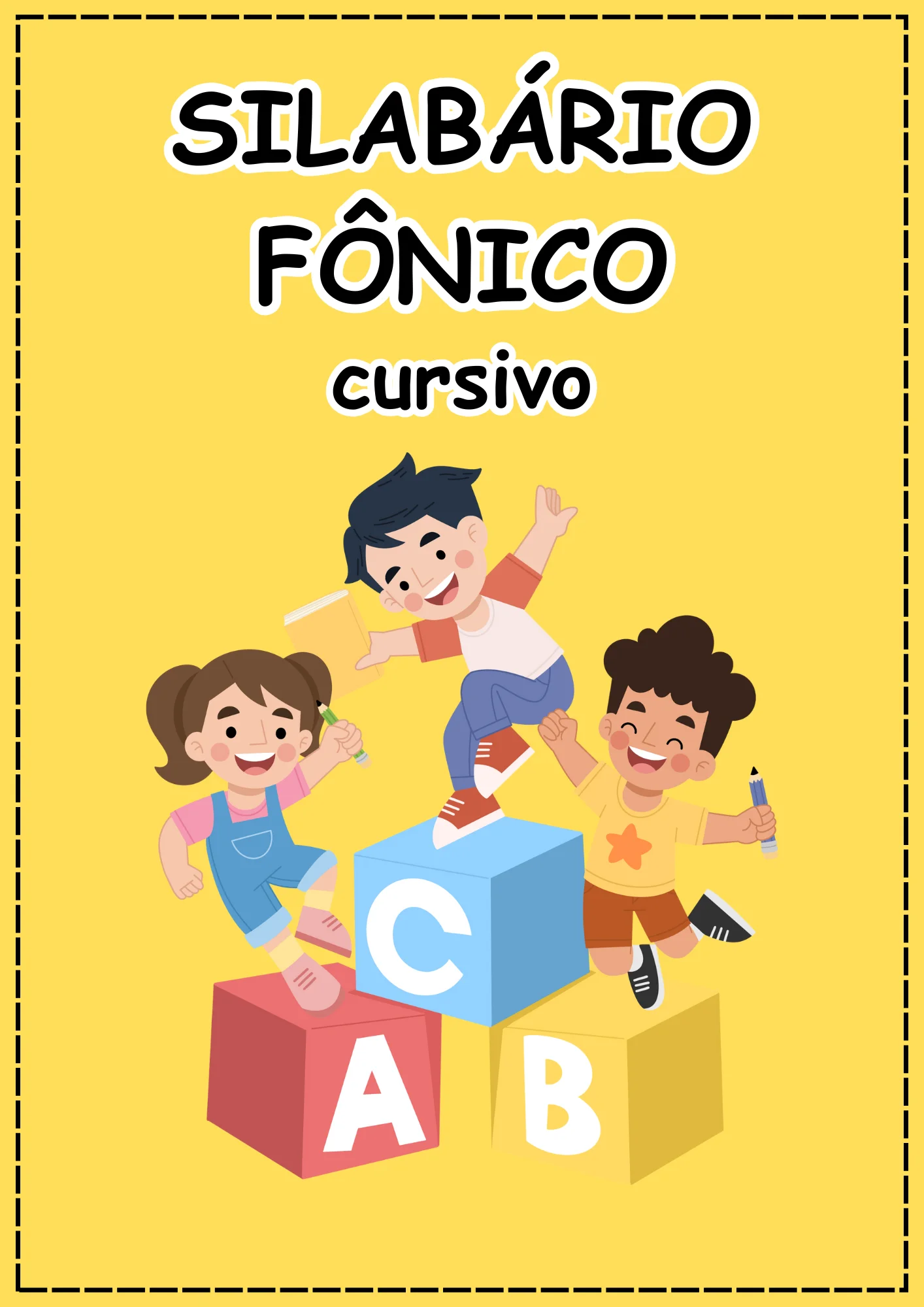 Silabário Fônico Letra Cursiva para Alfabetização – 22 Pág. — amostra 7: Silabário fônico em letra cursiva com as famílias…