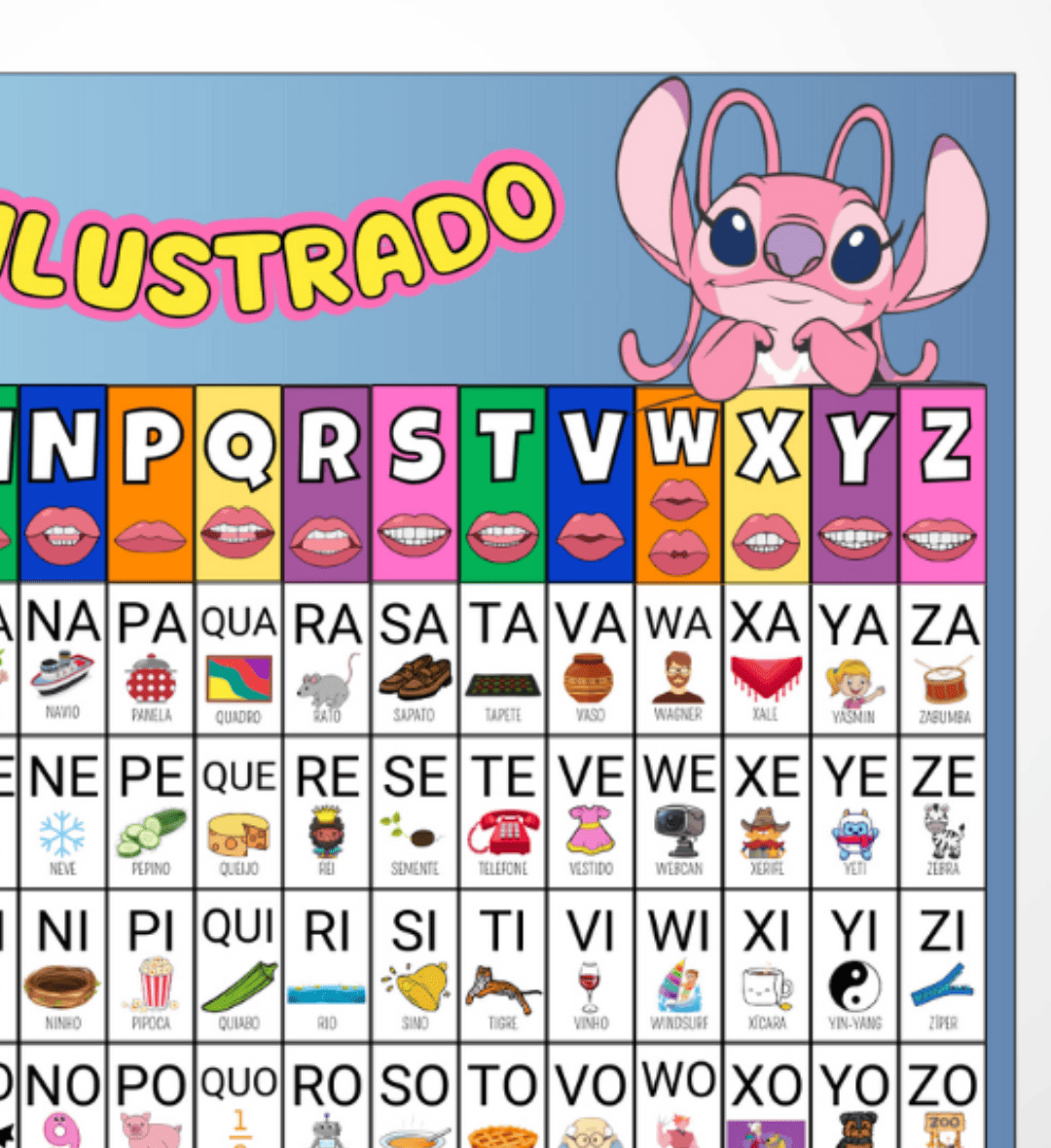 Silabário ilustrado Stitch: sílabas simples para alfabetização — amostra 1: Silabário ilustrado Stitch para apoiar a…