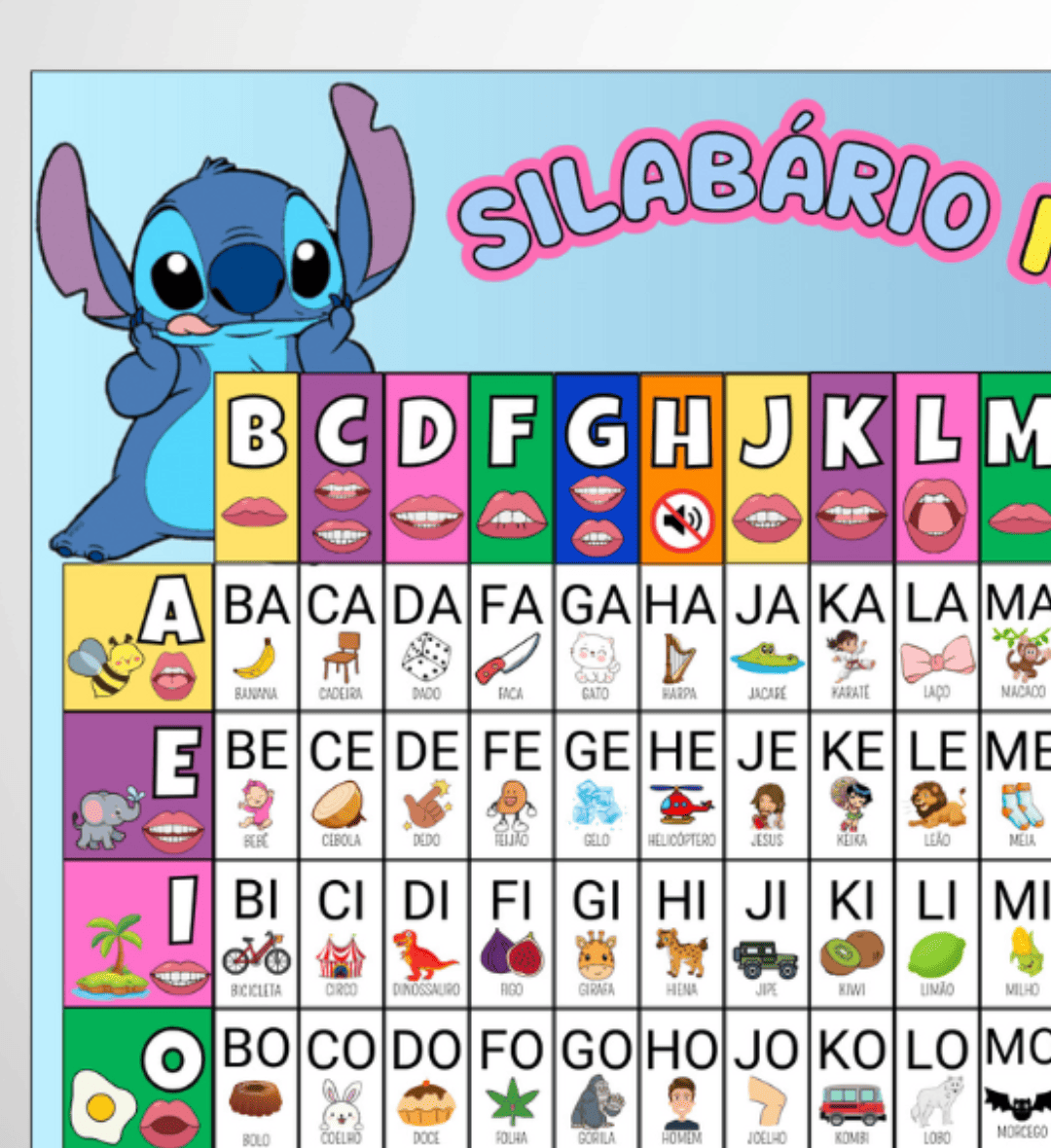 Silabário ilustrado Stitch: sílabas simples para alfabetização — Alfabetização para Todas as séries: Apoie a leitura e a…