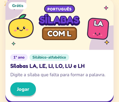Sílabas com L: Atividades de Alfabetização para o 1º Ano — capa do material