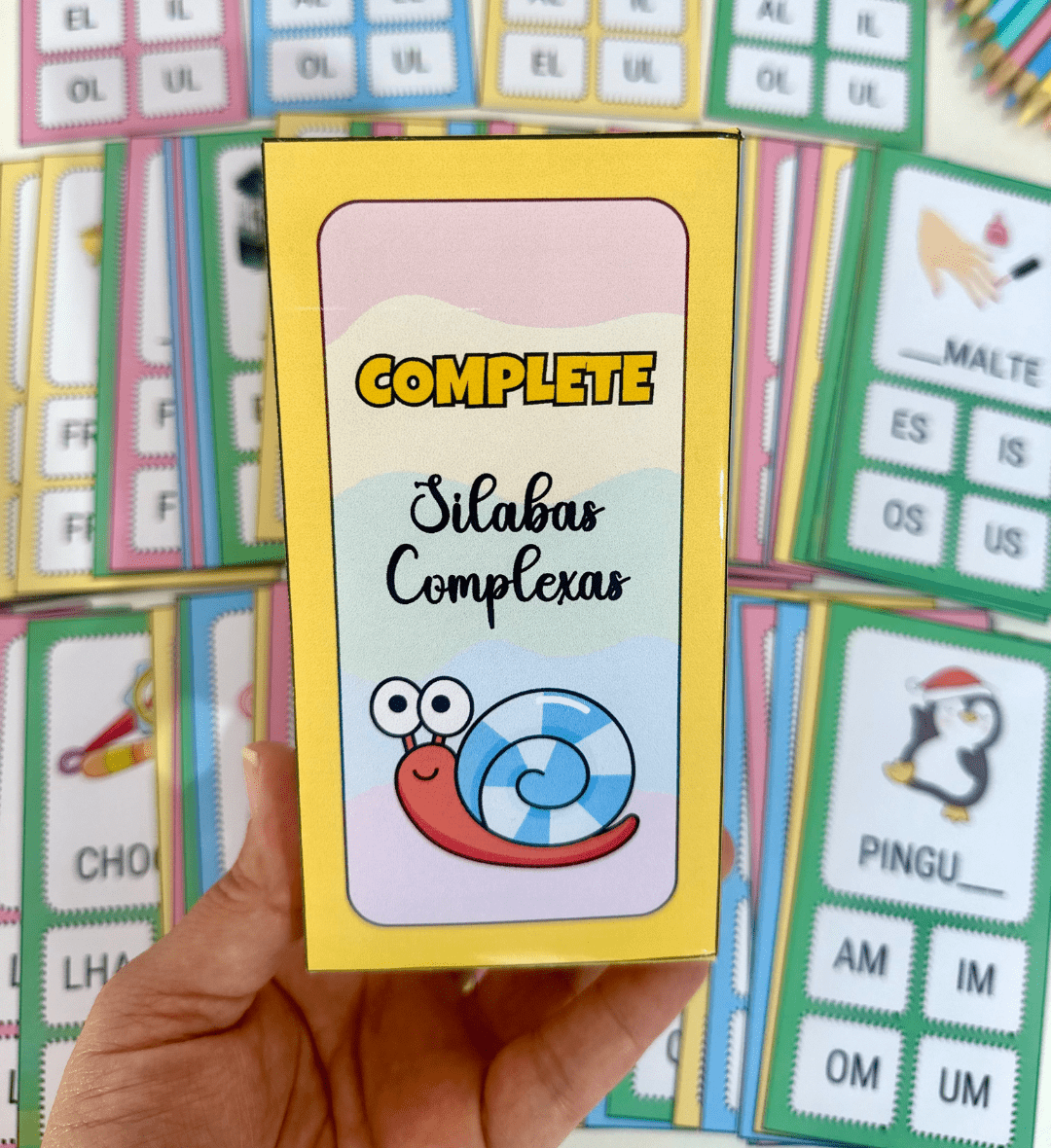 Sílabas Complexas: 100 Fichas para Completar Palavras em PDF — amostra 1: Sílabas complexas para trabalhar na alfabetização